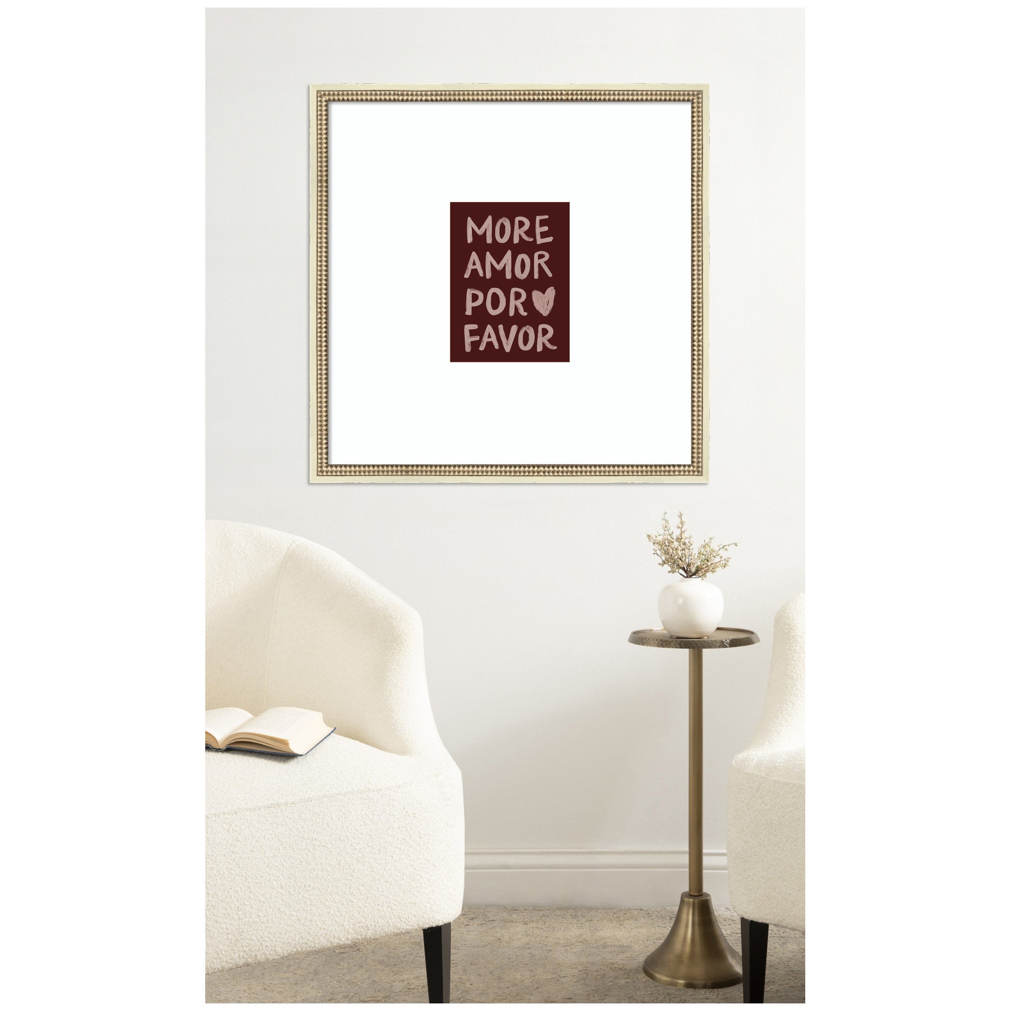 More Amor Por Favor Hand Painted Typography Maroon by Lucky Guava Framed Wall Art Print