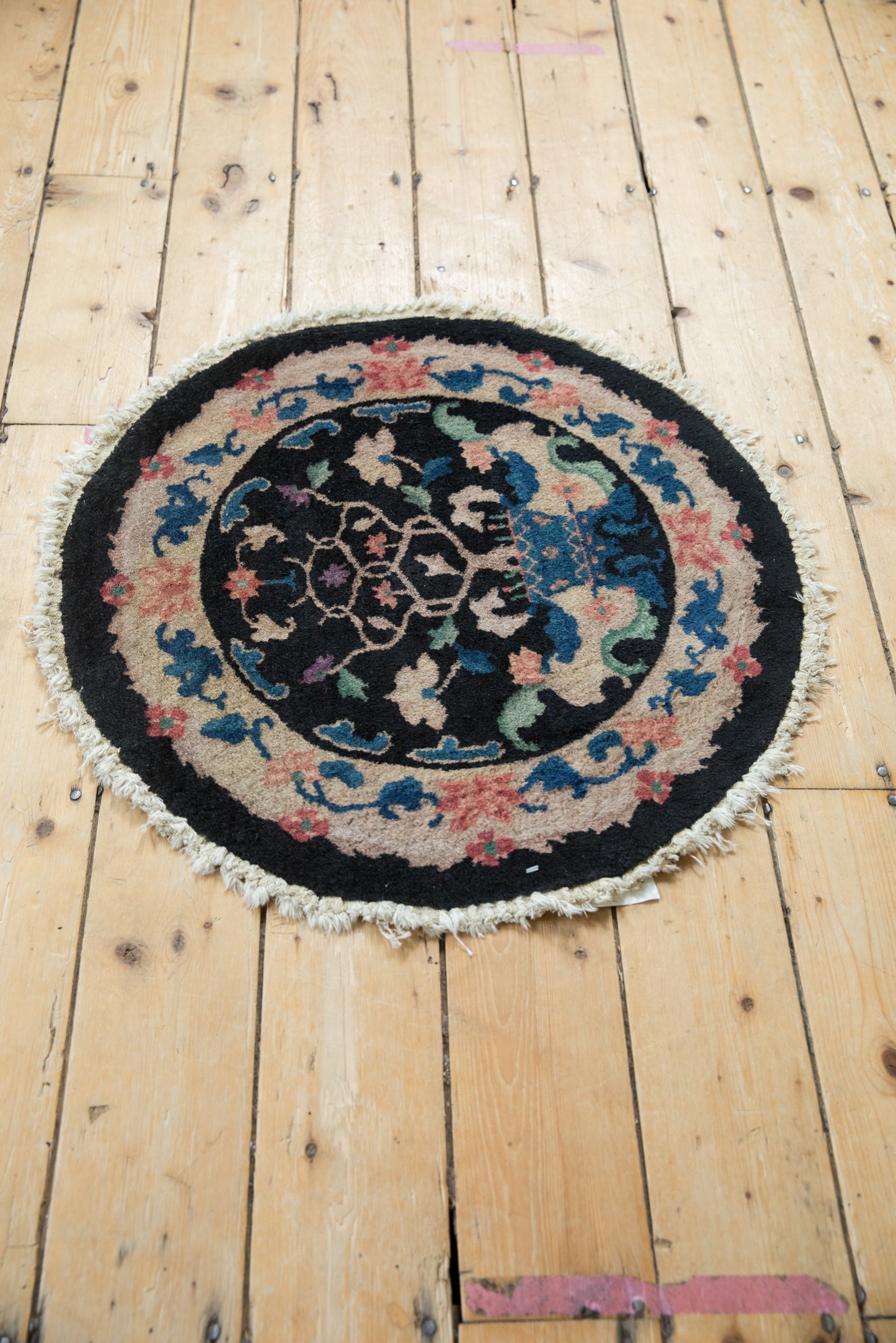2.5x2.5 Vintage Nichols Art Deco Round Rug Mat