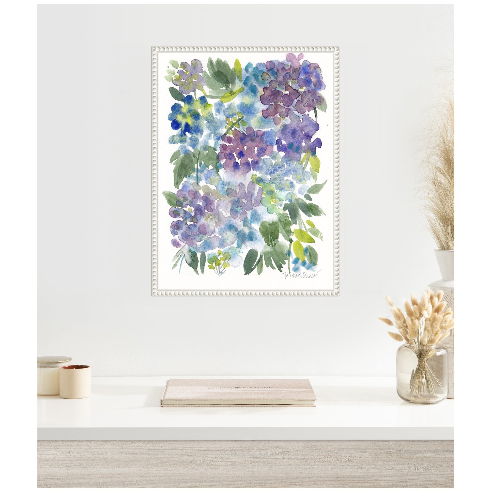 Sylvie Watercolor Purple Hydrafloral Framed Canvas by Patricia Shaw