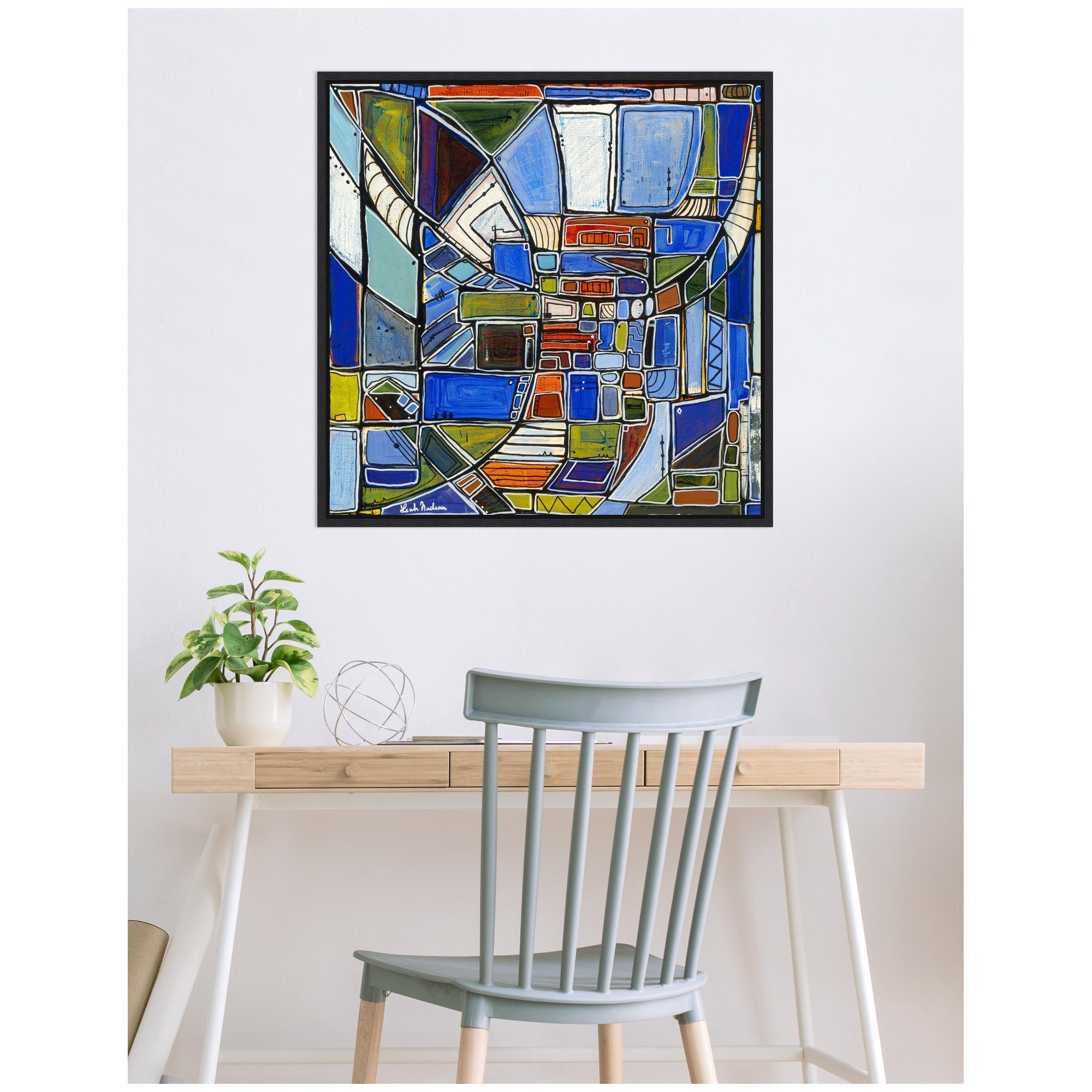 Sylvie Retro Current Framed Canvas by Leah Nadeau