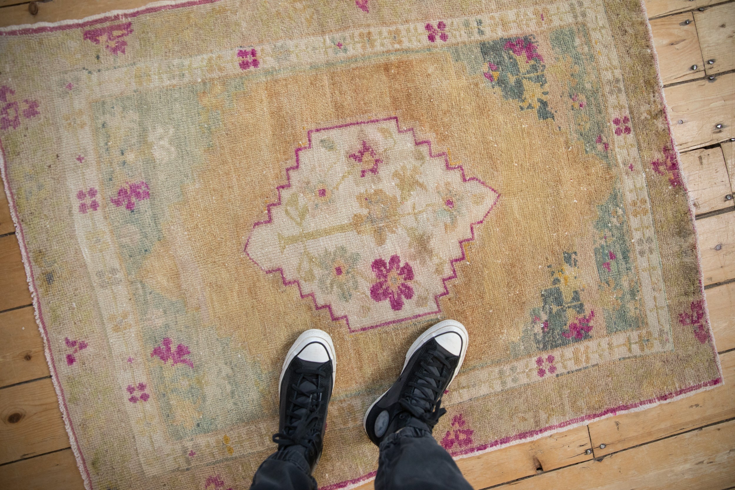 3.5x4.5 Vintage Distressed Oushak Square Rug by Old New House® - product image 2 for Resin Society
