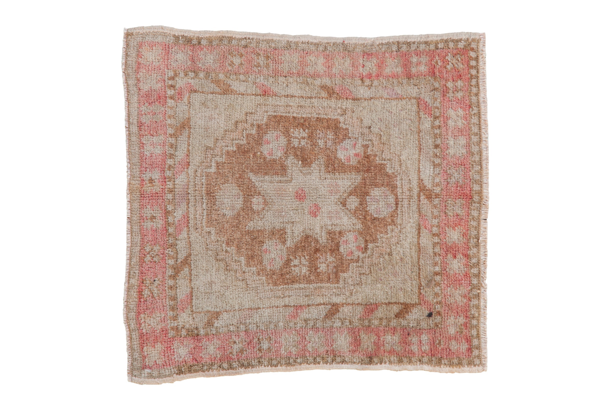 2x2 Vintage Distressed Oushak Square Rug Mat