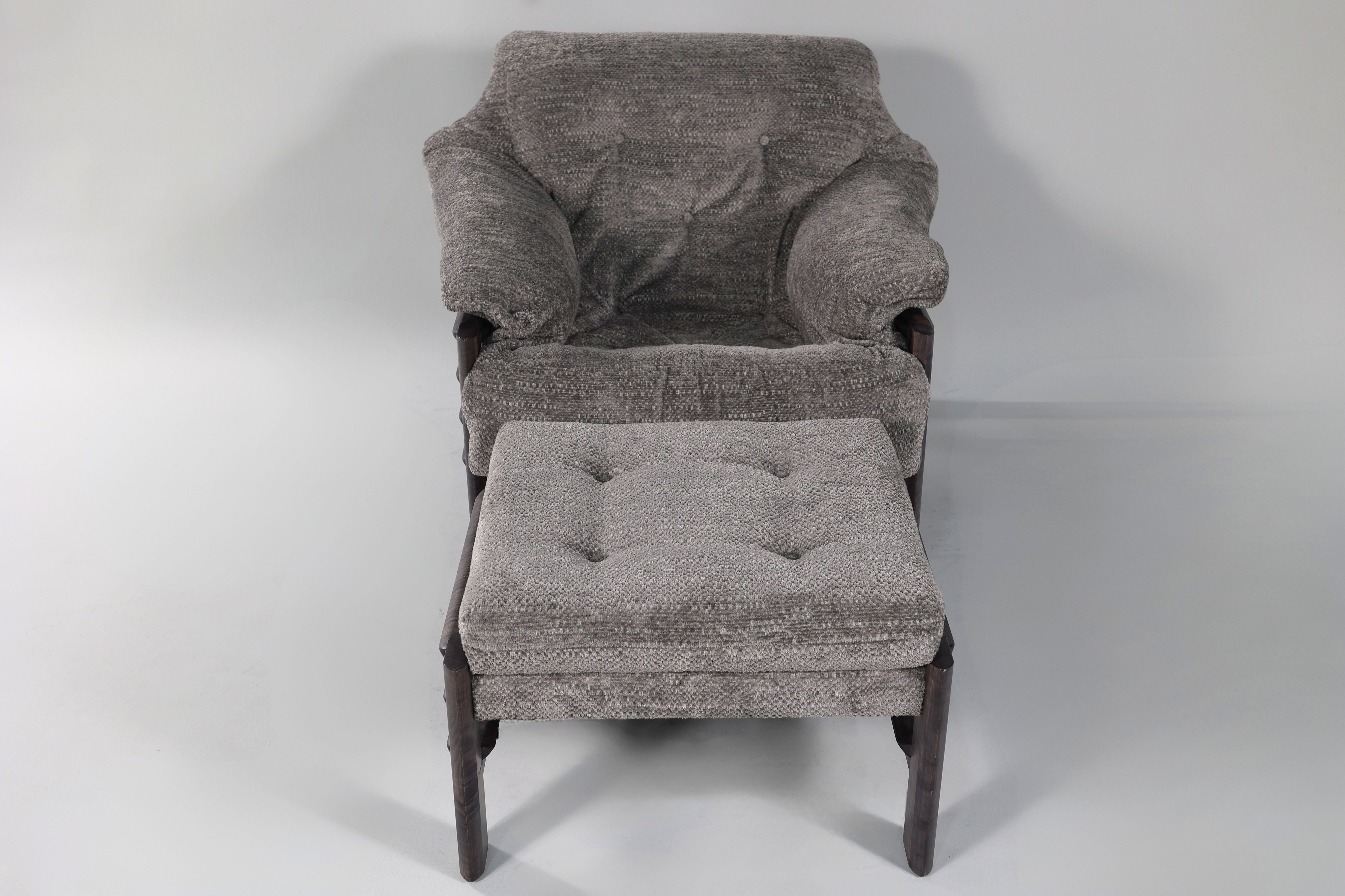 Chair & Ottoman – Oswalt Sterling with Tiger Maple Arms (Black) by Enrico Bartolini - product image 2 for Resin Society