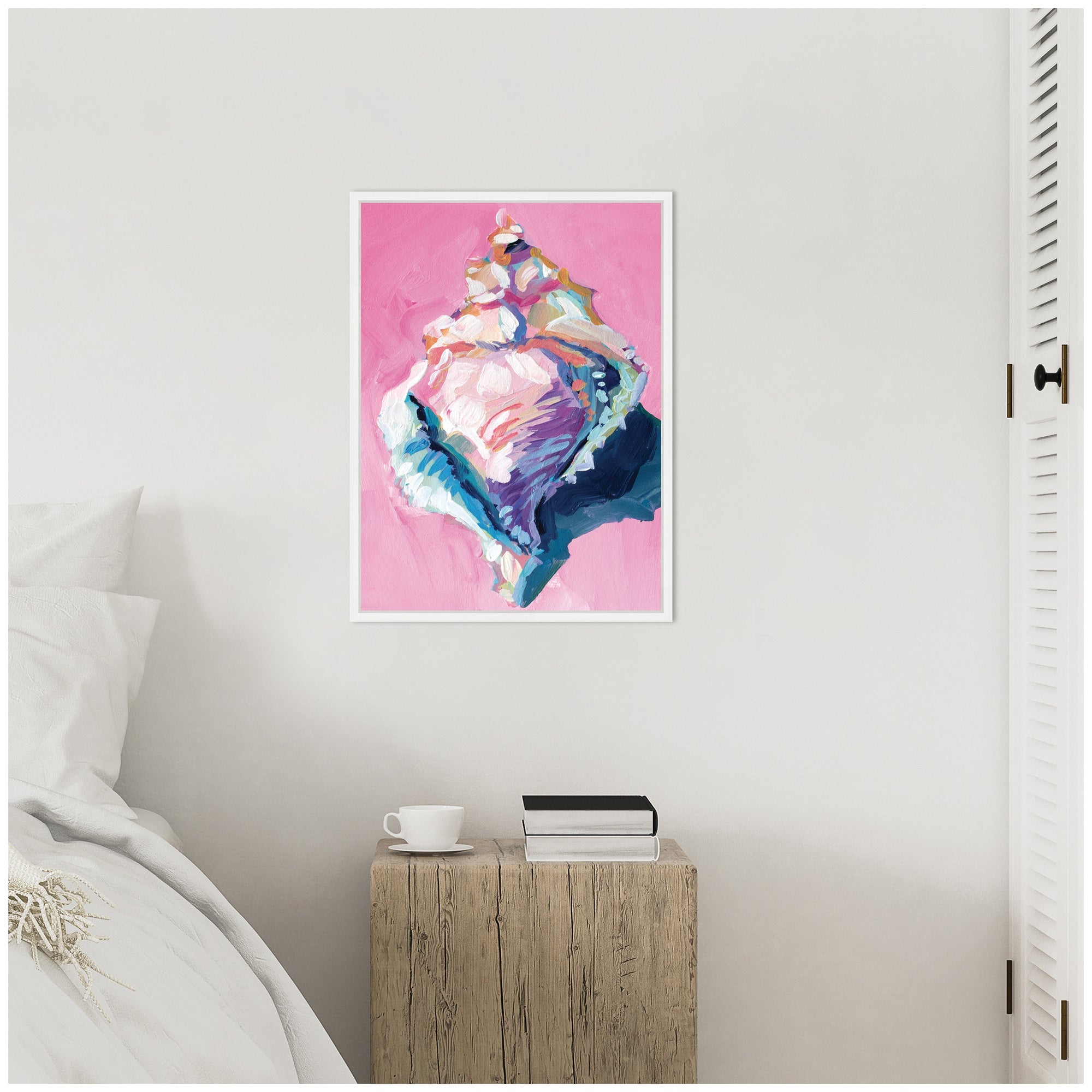 Sylvie Conch Shell Framed Canvas by Rachel Christopoulos