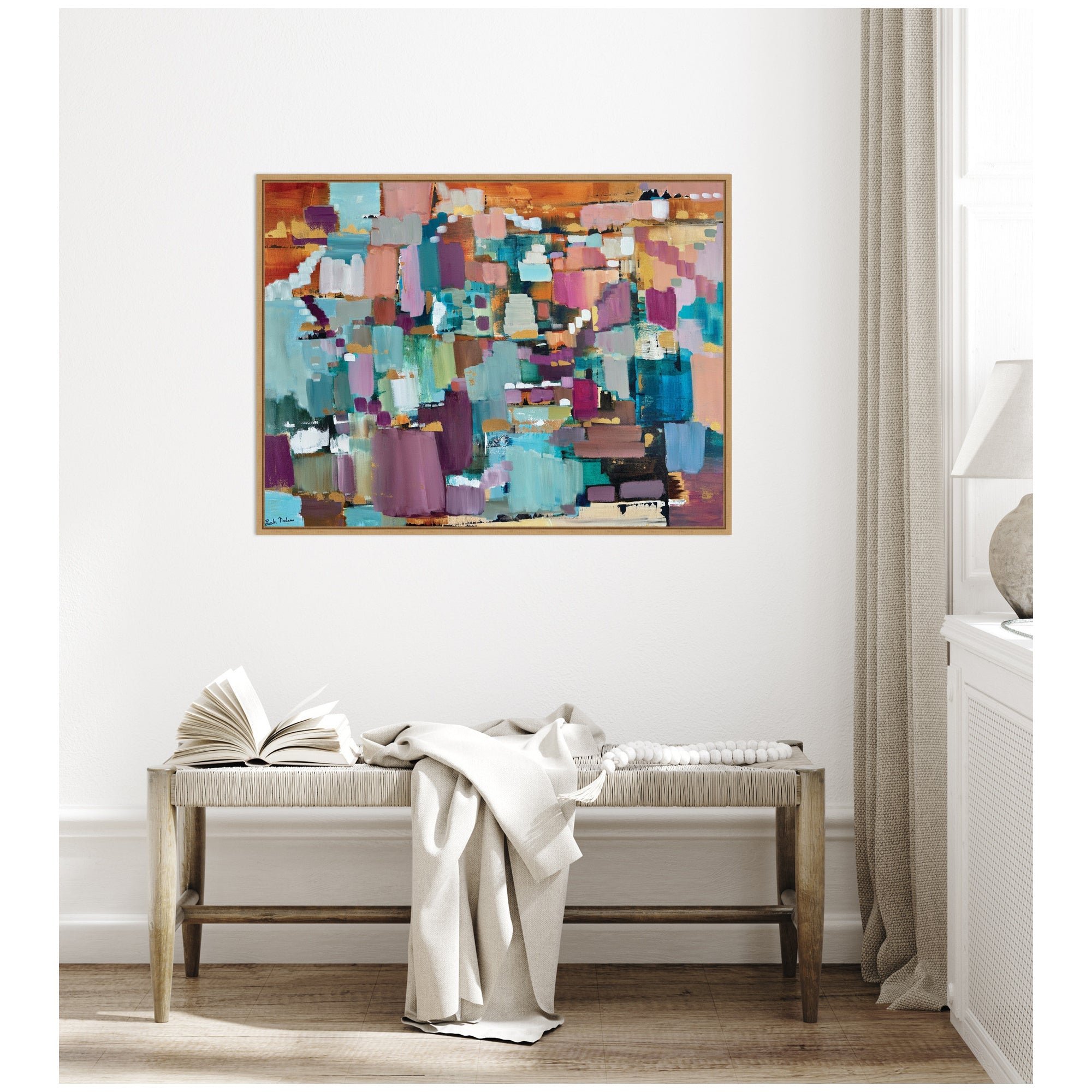Sylvie Gemstones in Jewel Tones Framed Canvas by Leah Nadeau