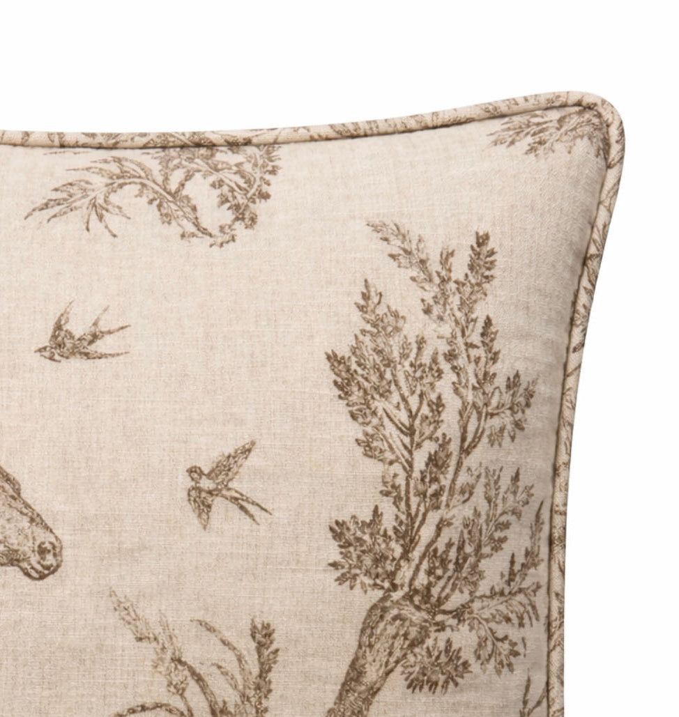 Western Toile Pillow Cover in Sepia Brown, Schumacher Textiles