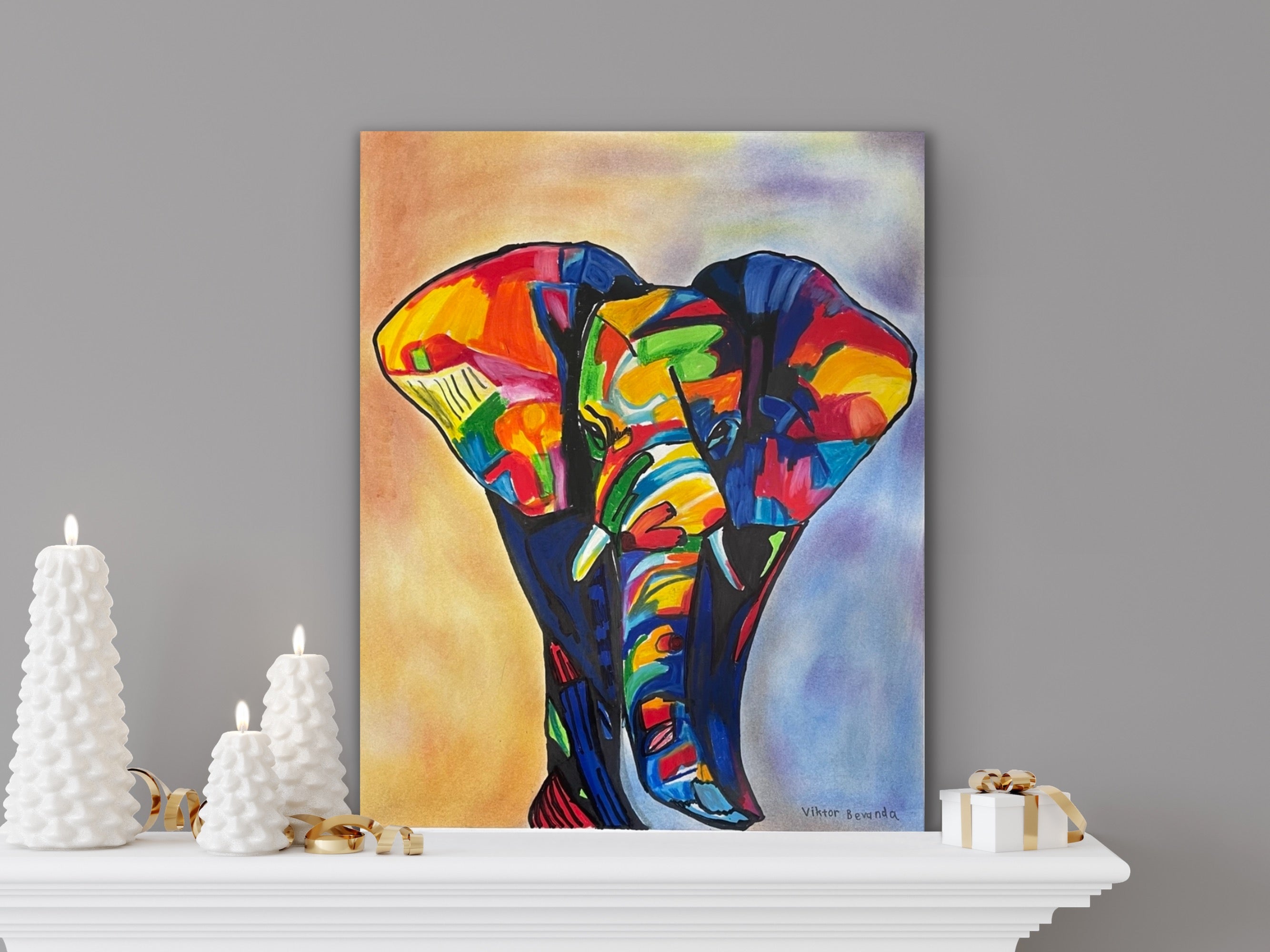 Elephant in a Vibrant Colors - Art Prints detail image - Resin Society