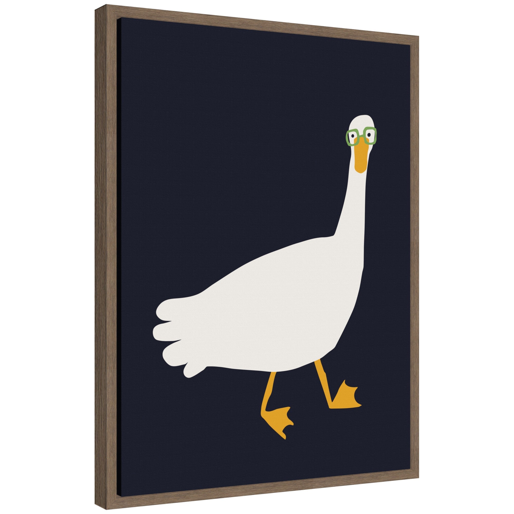 Sylvie Farm Duck framed canvas art by Hannah Beisang showing duck illustration in floating frame