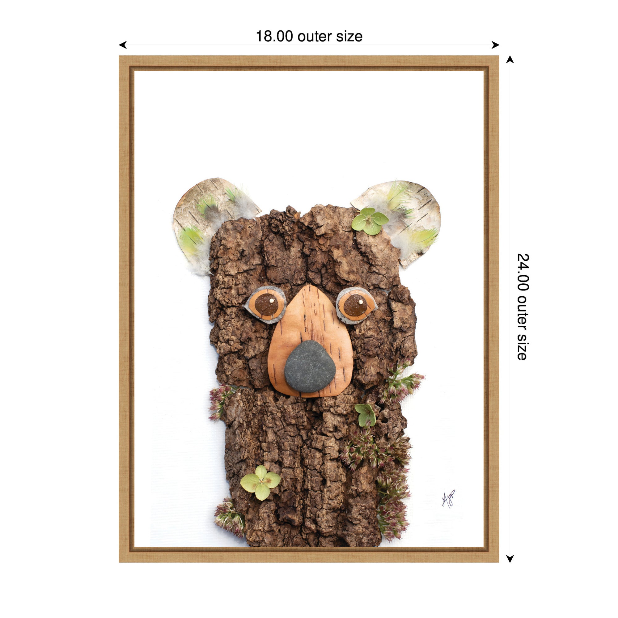 Bear with Green by Madeline Jeppesen Framed Canvas Wall Art Print