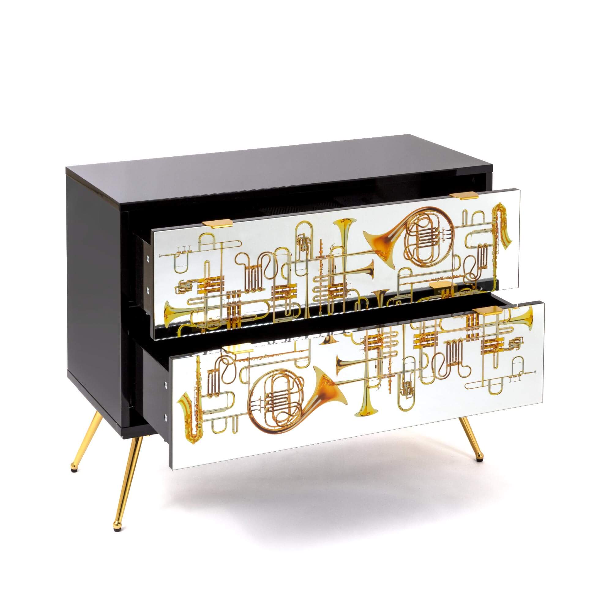 Chest of Two Drawers Trumpets detail image - Resin Society