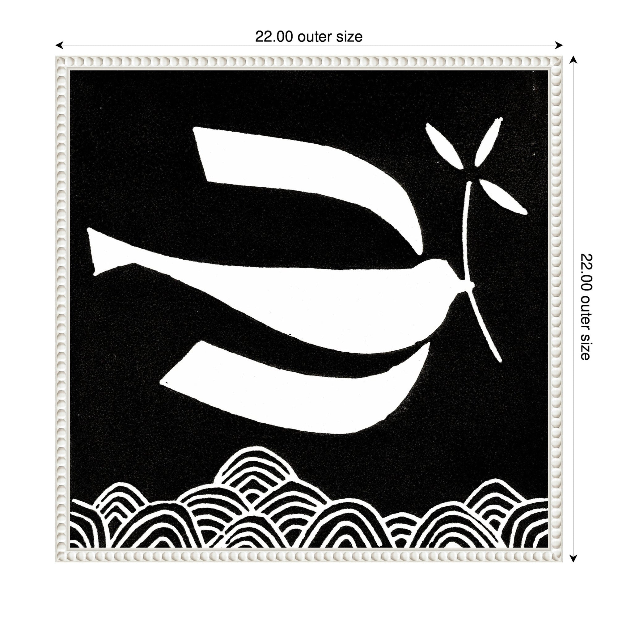 Sylvie Volare 2 Black and White Bird Linocut Framed Canvas by Giuliana Lazzerini
