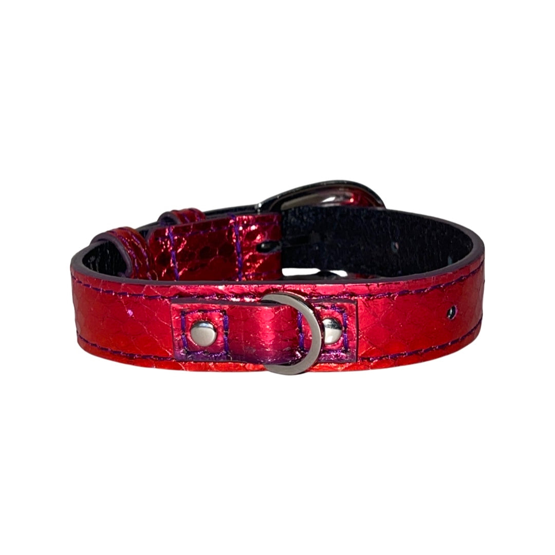 XS/S 7”-14” Ruby Red/Purple Custom Snake Collar/Custom Silver Oval by Allysa Payne Beverly Hills - product image 2 for Resin Society