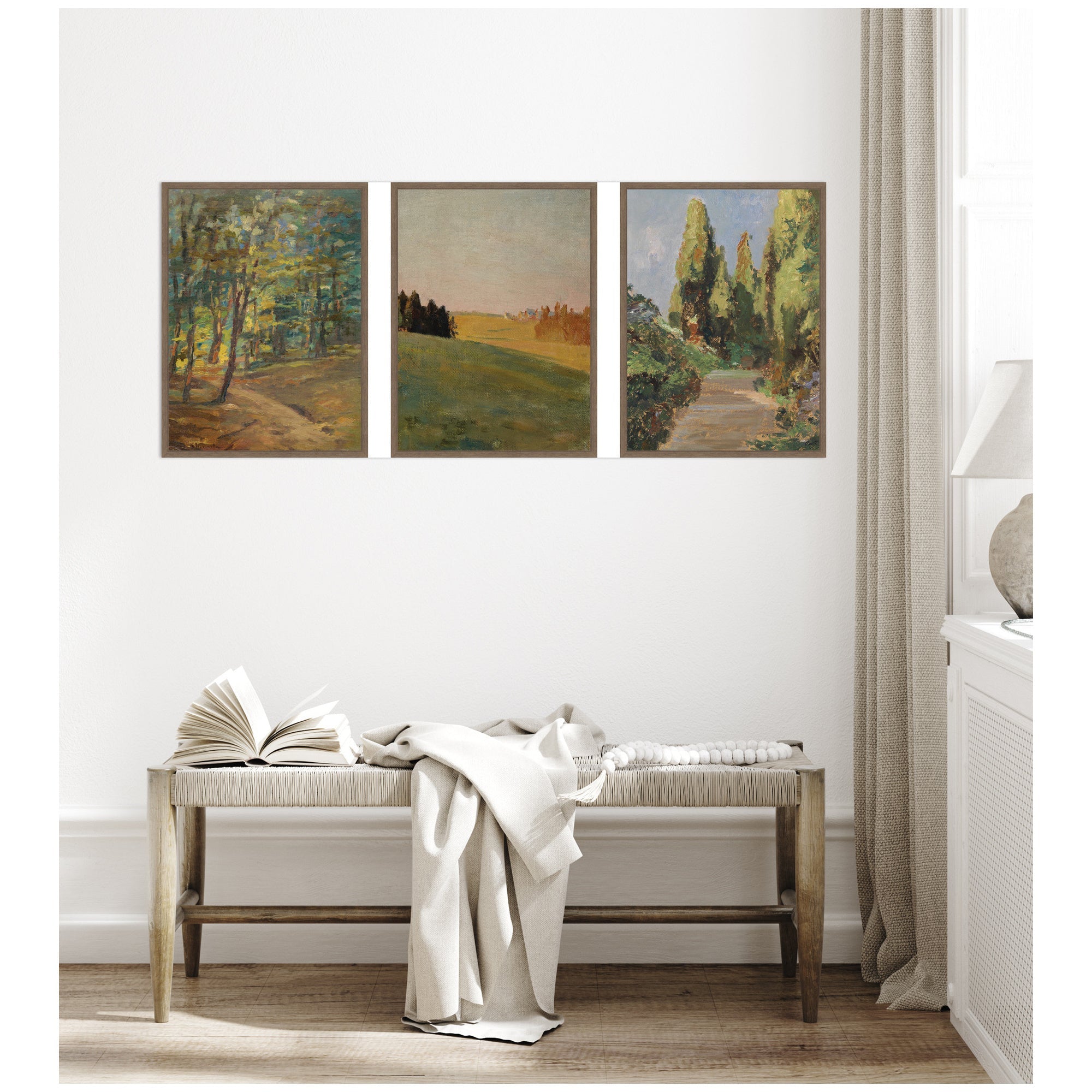 Forest Interior, Evening 1910 & Parklandschaft 3 Piece Framed Canvas Wall Art Set