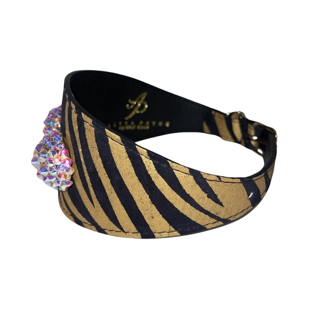 Glam Black & Gold Zebra Collar by Allysa Payne Beverly Hills