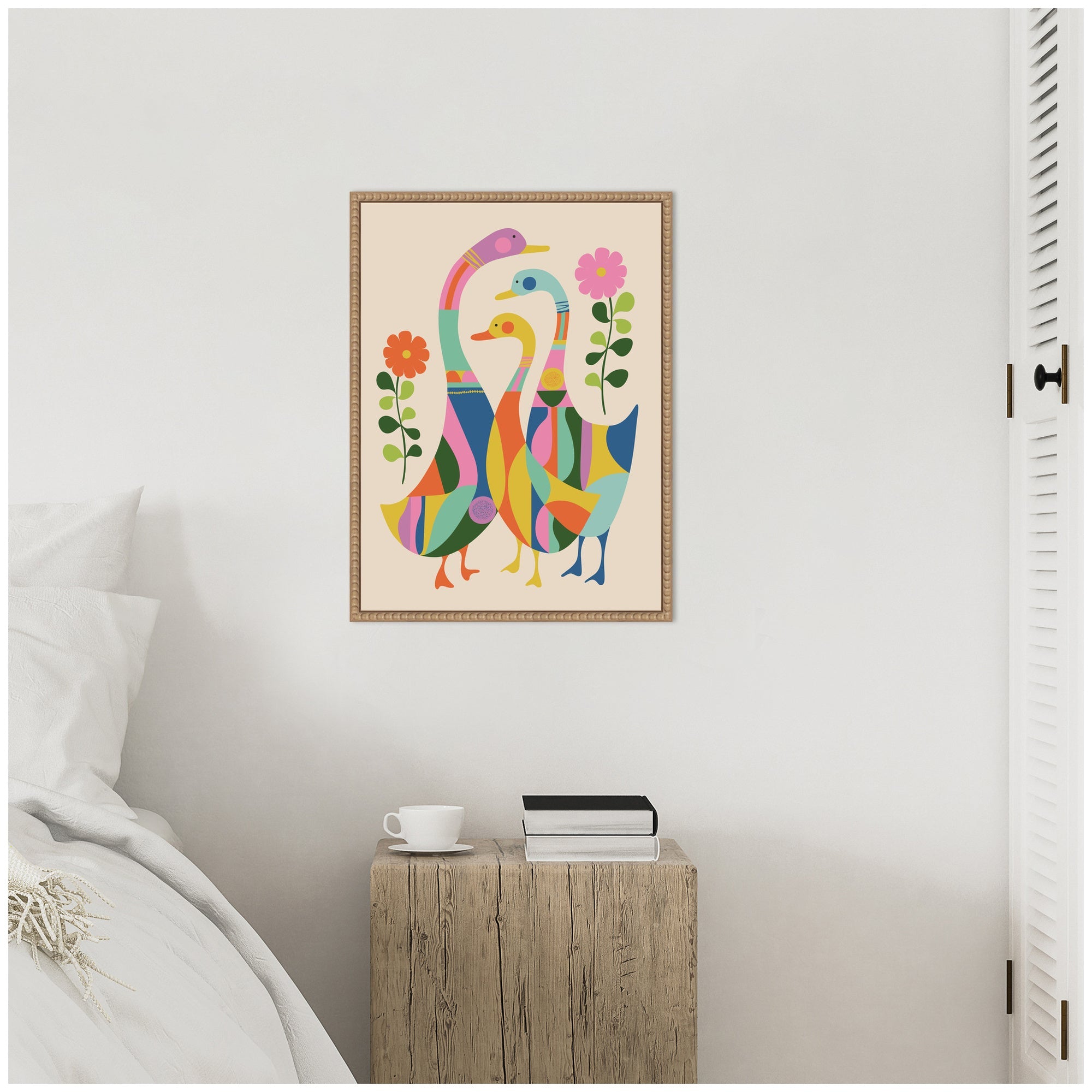 Sylvie Ducks and Wildflowers Framed Canvas by Rachel Lee