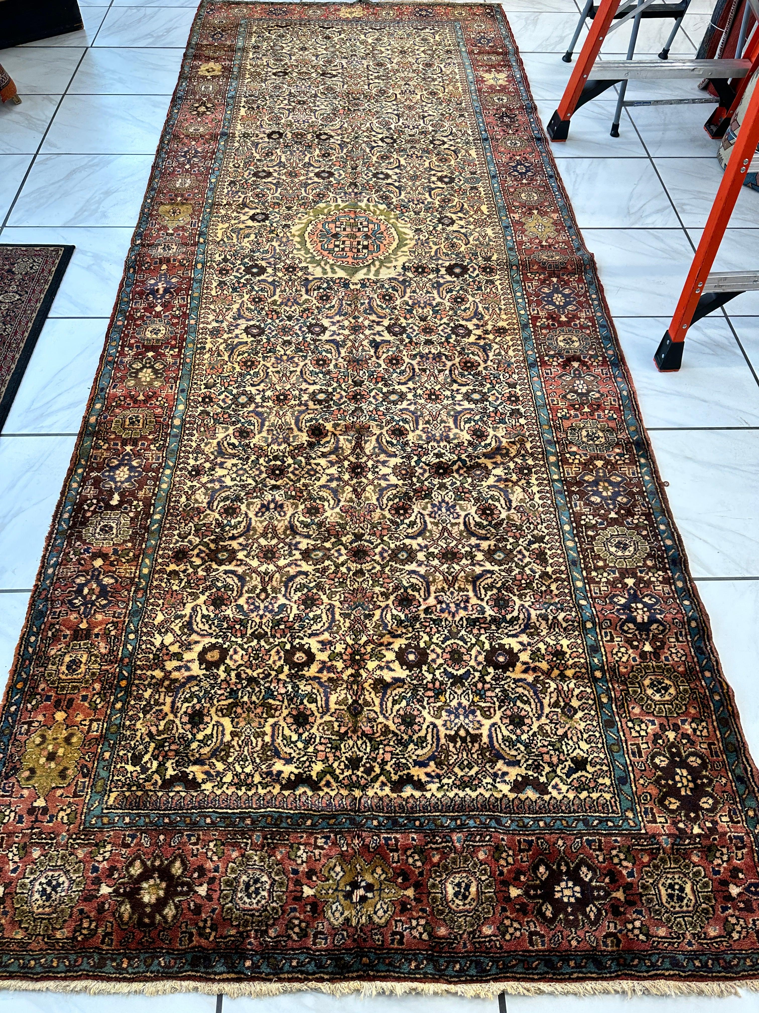 Hand-Knotted Persian Bidjar Herati Wool Runner – 4'11" x 13'2" – by Rugistan - product image 3 for Resin Society