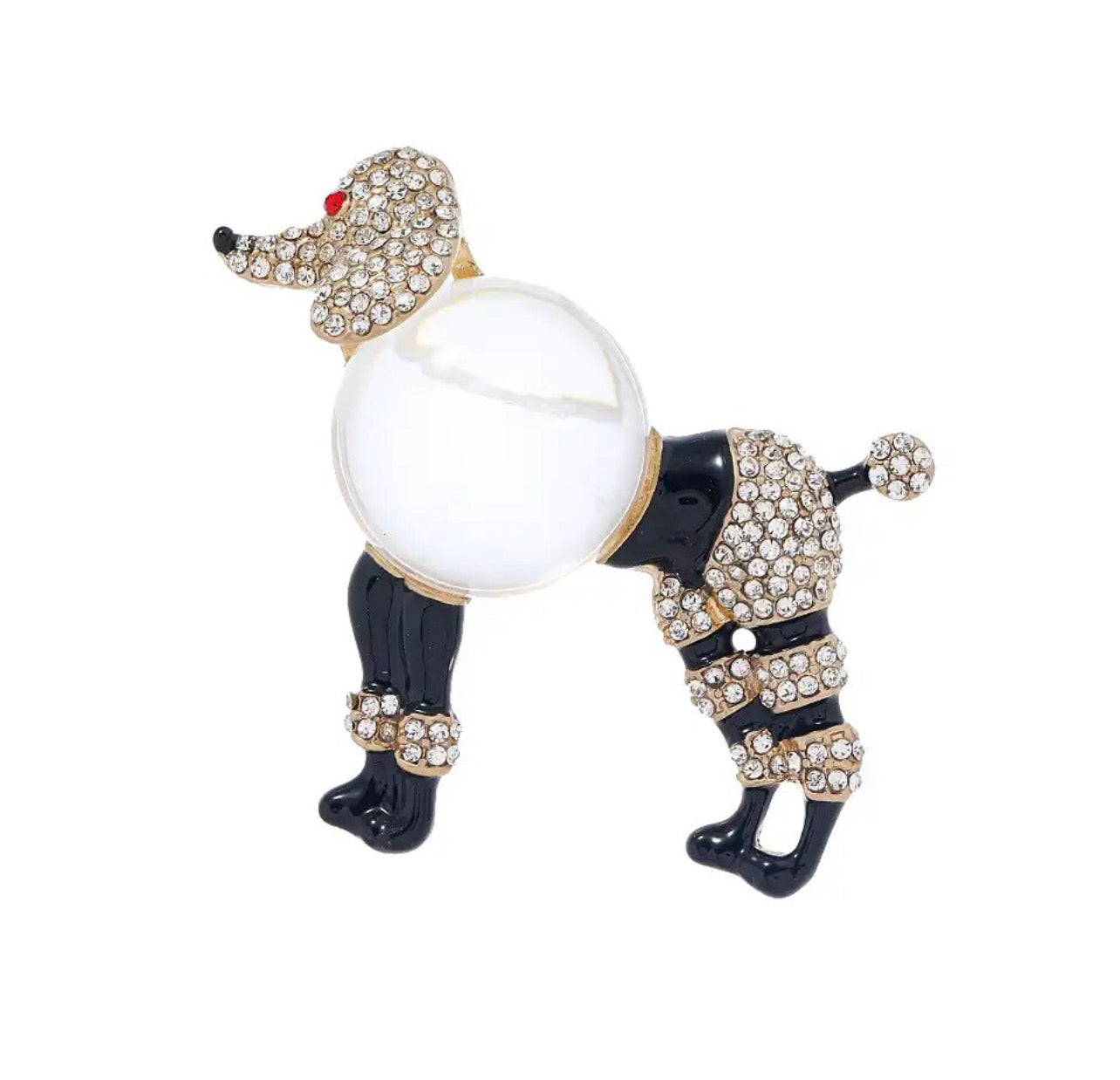 Elegant black crystal poodle brooch from Allysa Payne Beverly Hills