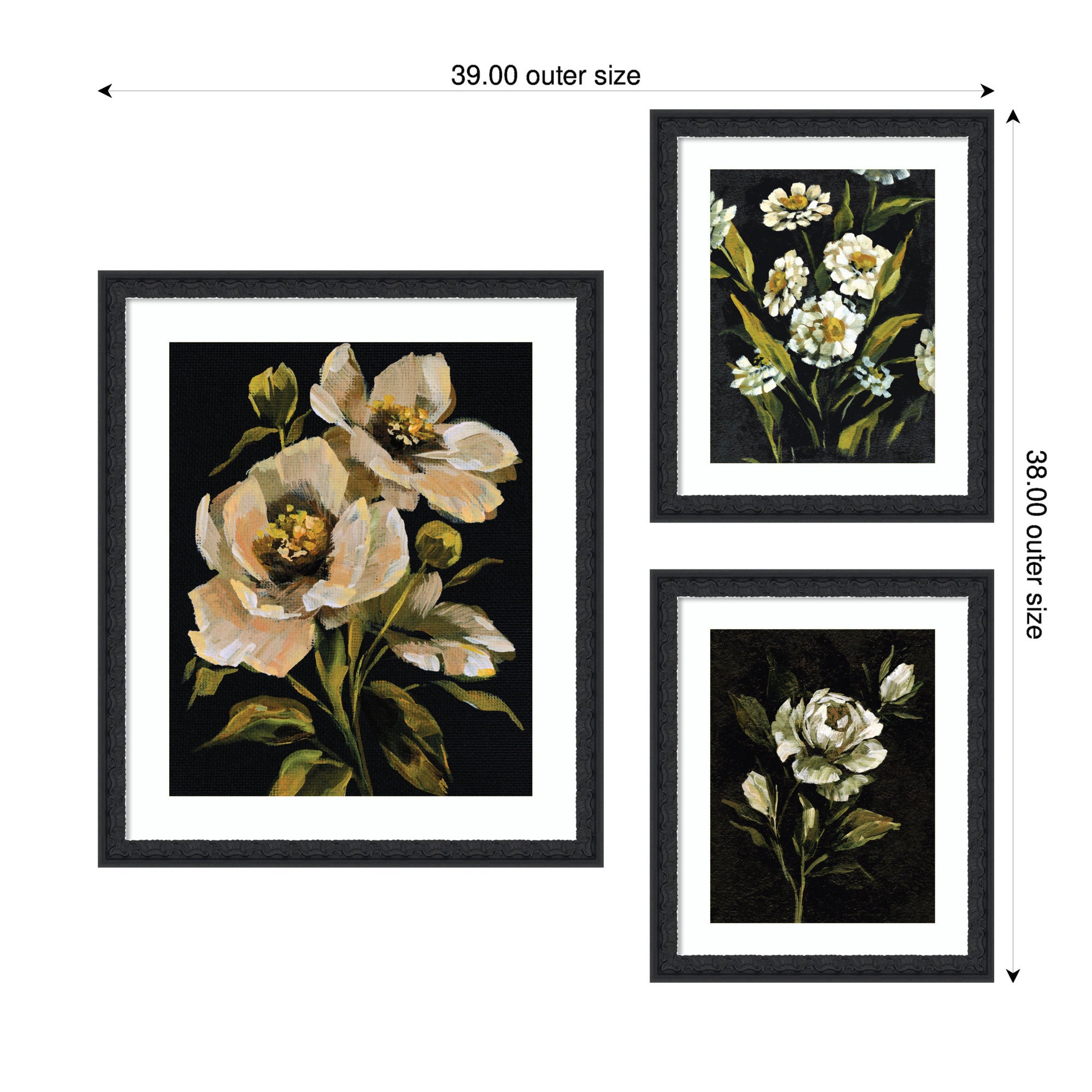 Moody Whites Floral No.
3 3 Piece Framed Wall Art Print Set by Annie Quigley
