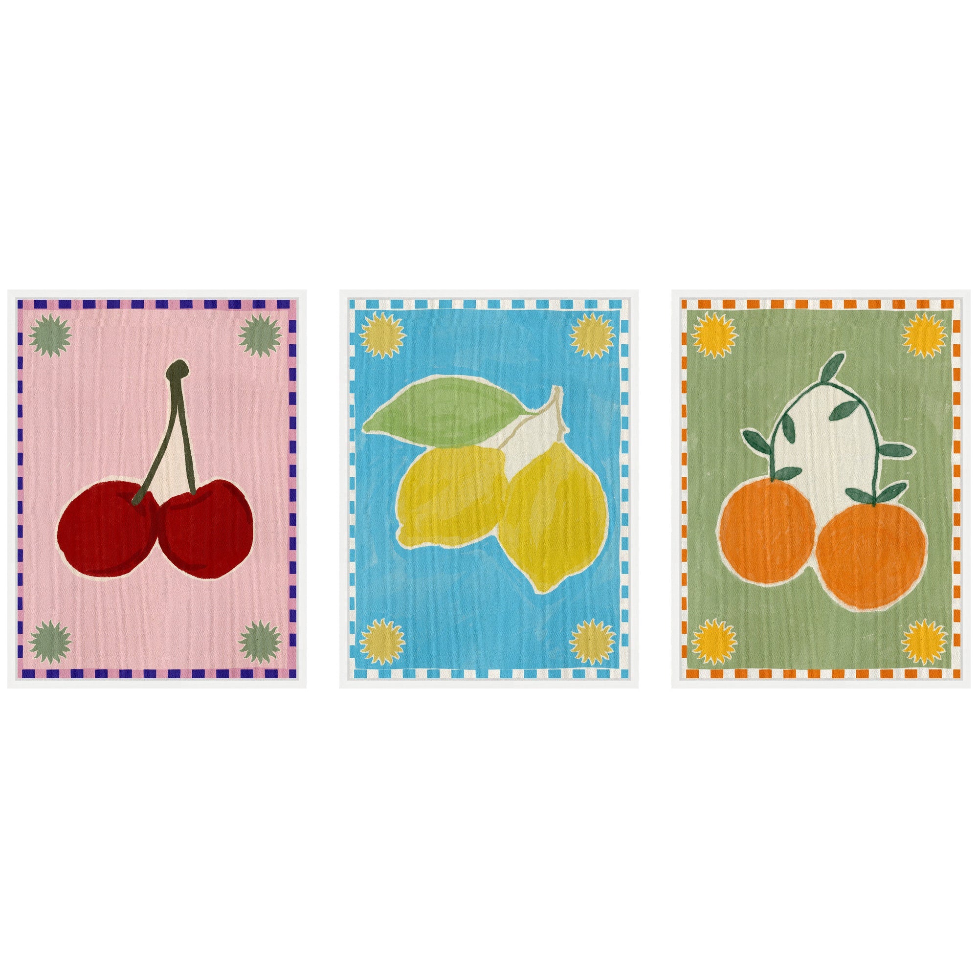 Sylvie Lush Duo 1 Cherry Lemon and Orange Framed Canvas Art Set by Shatha Al Dafai