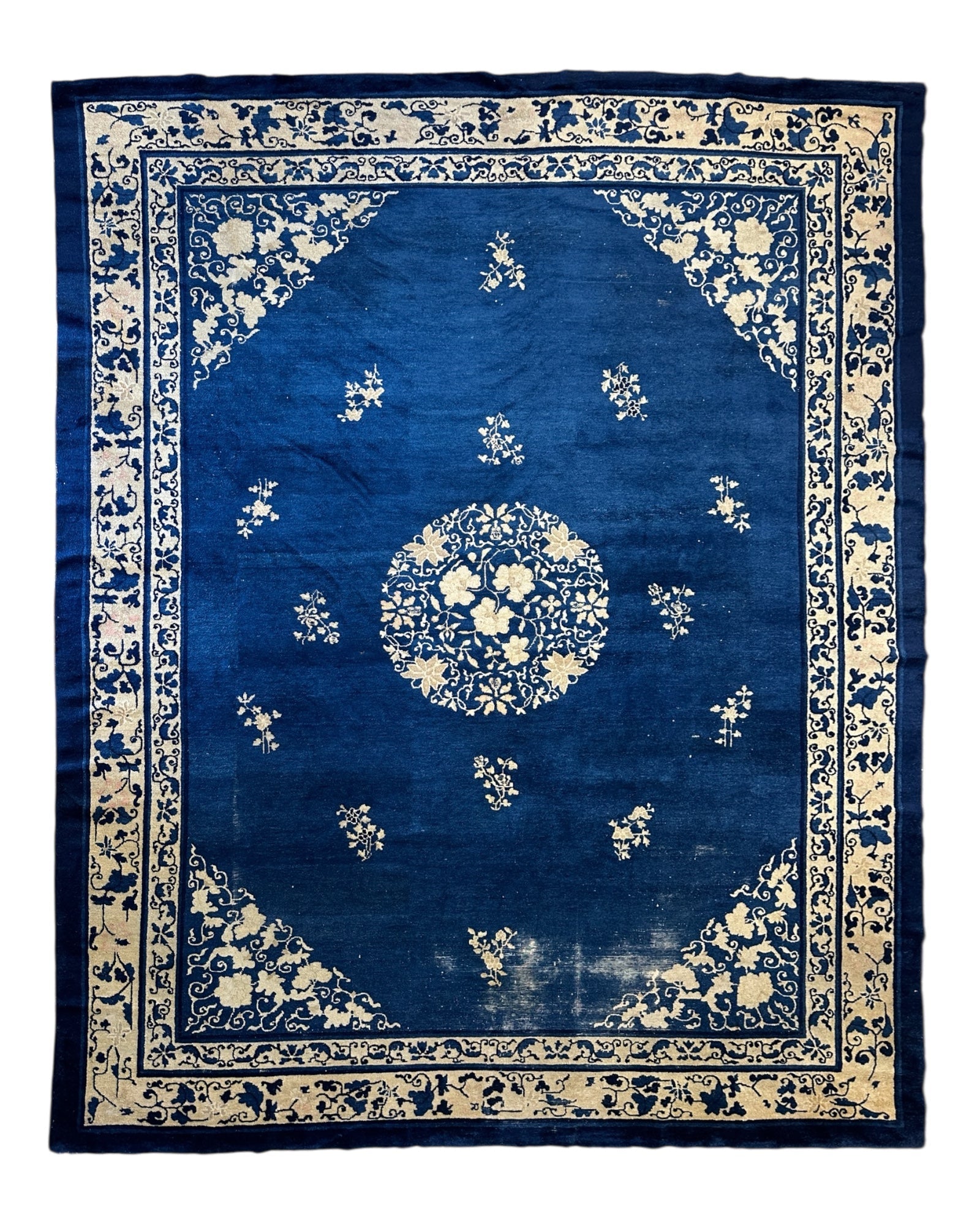 Hand-Knotted Antique Chinese Peking Wool Rug – 9’ x 11’5” – Distressed by Rugistan - main product image for Resin Society