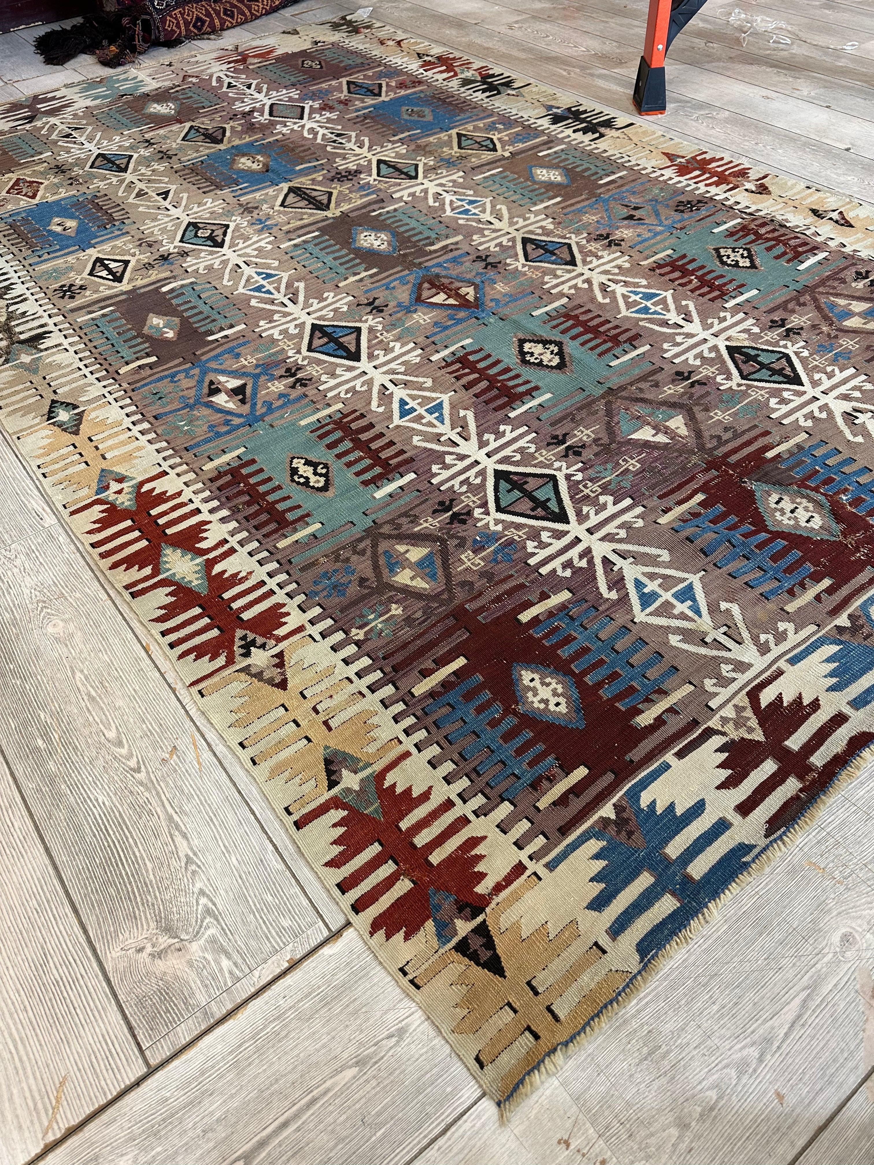 Reyhanli Anatolian 19th C Antique One Of A Kind Kilim Rug 5’ x 8’3” by Rugistan - product image 11 for Resin Society