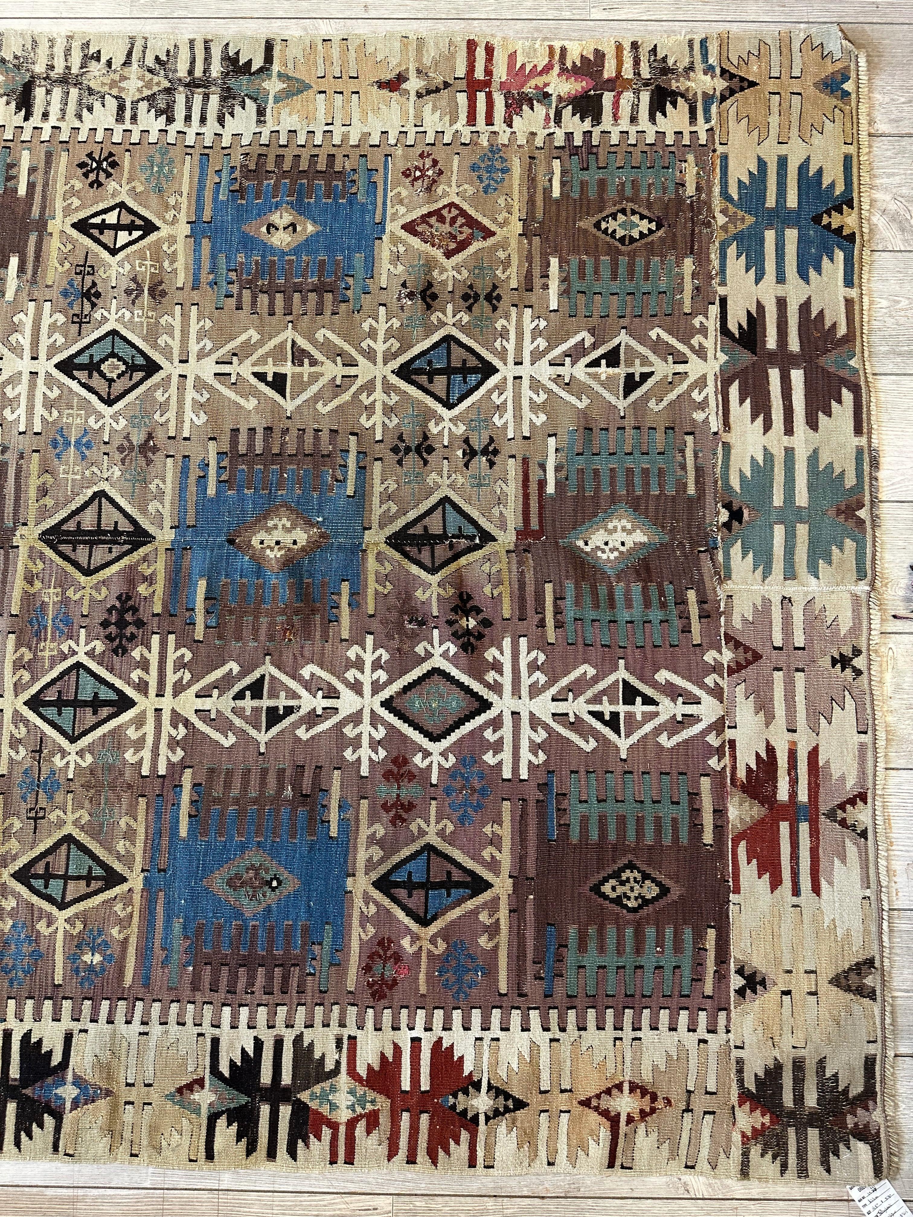 Reyhanli Anatolian 19th C Antique One Of A Kind Kilim Rug 5’ x 8’3” by Rugistan - product image 13 for Resin Society