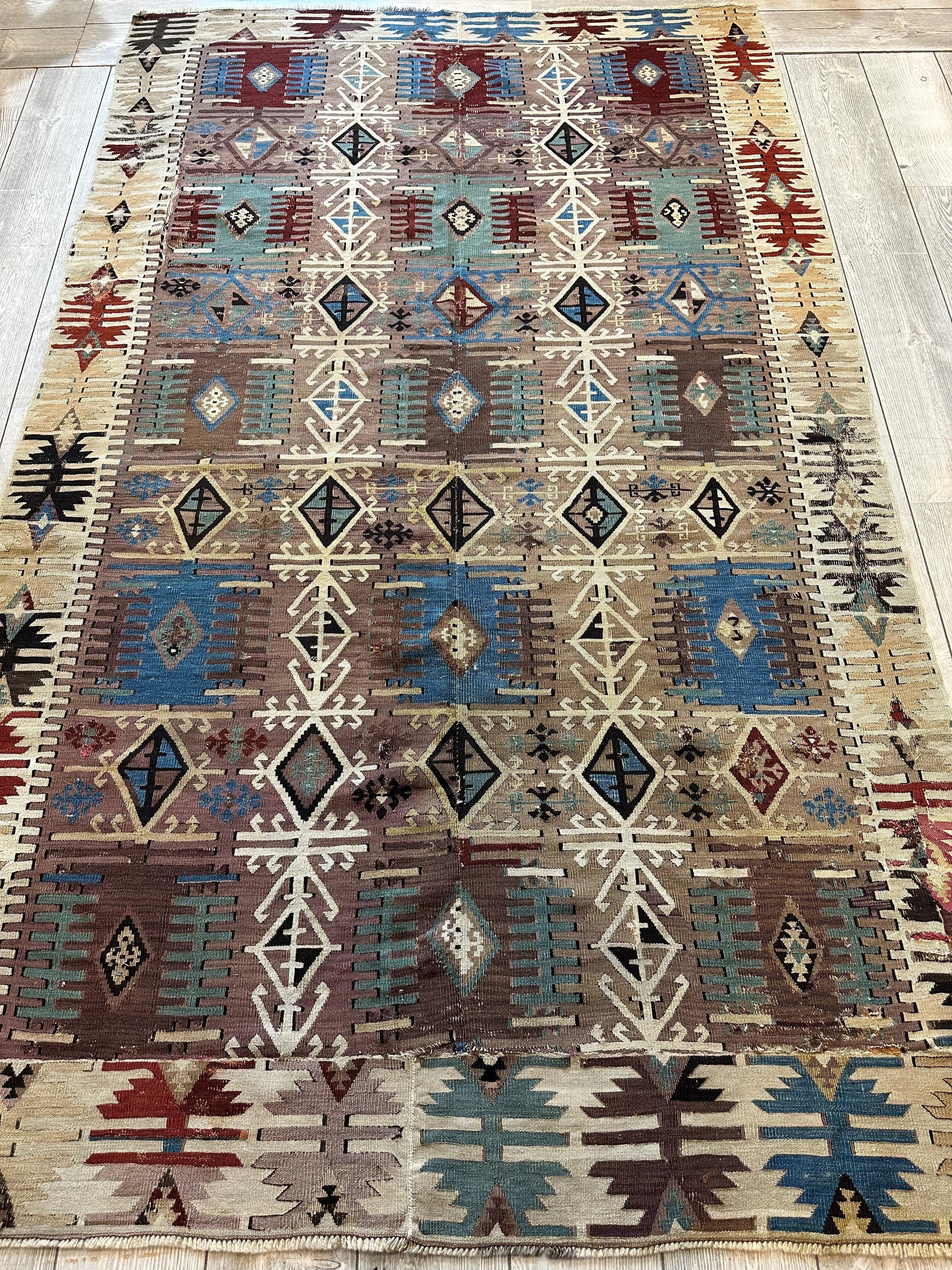 Reyhanli Anatolian 19th C Antique One Of A Kind Kilim Rug 5’ x 8’3” by Rugistan - product image 7 for Resin Society