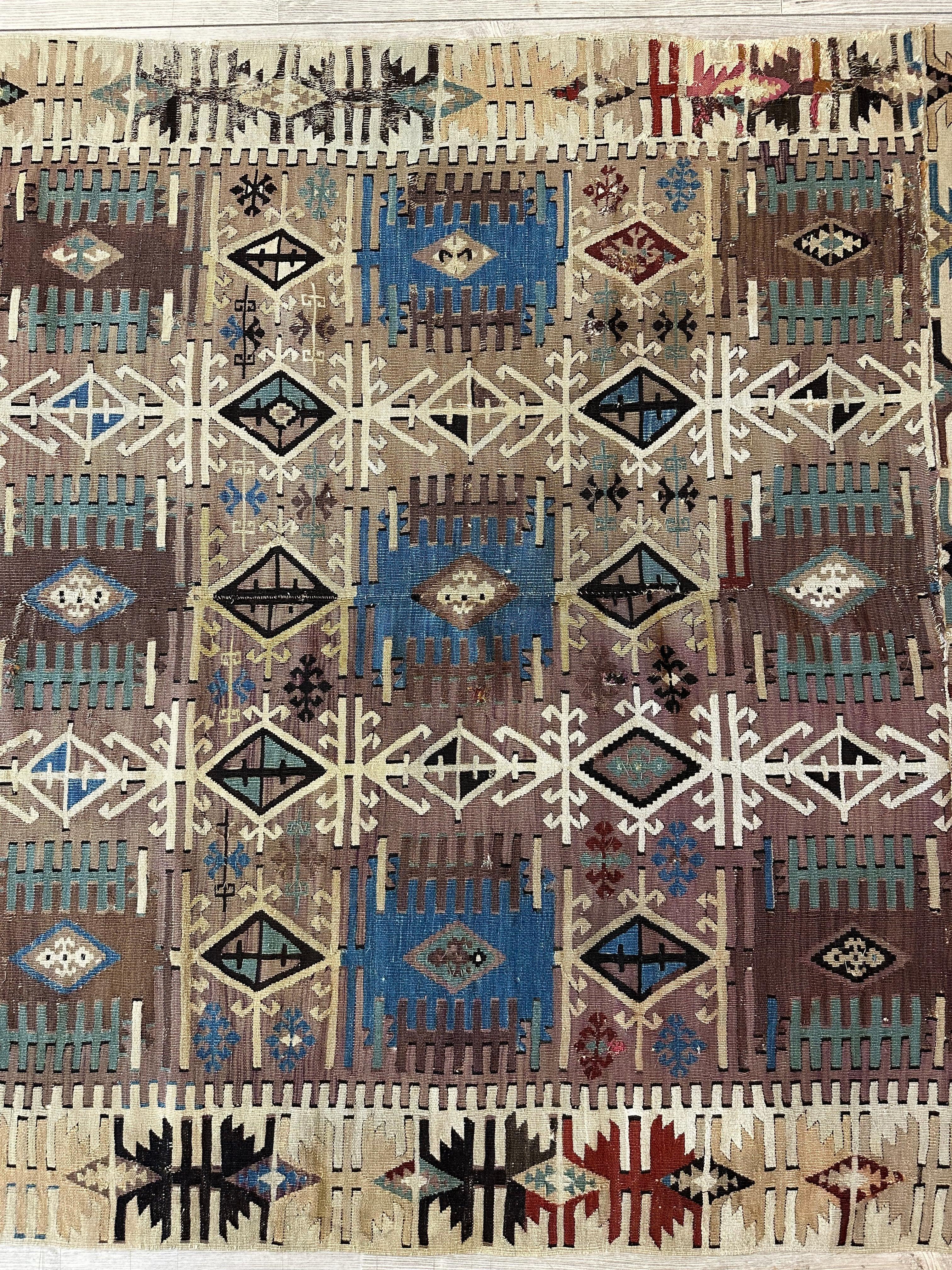 Reyhanli Anatolian 19th C Antique One Of A Kind Kilim Rug 5’ x 8’3” by Rugistan - product image 9 for Resin Society