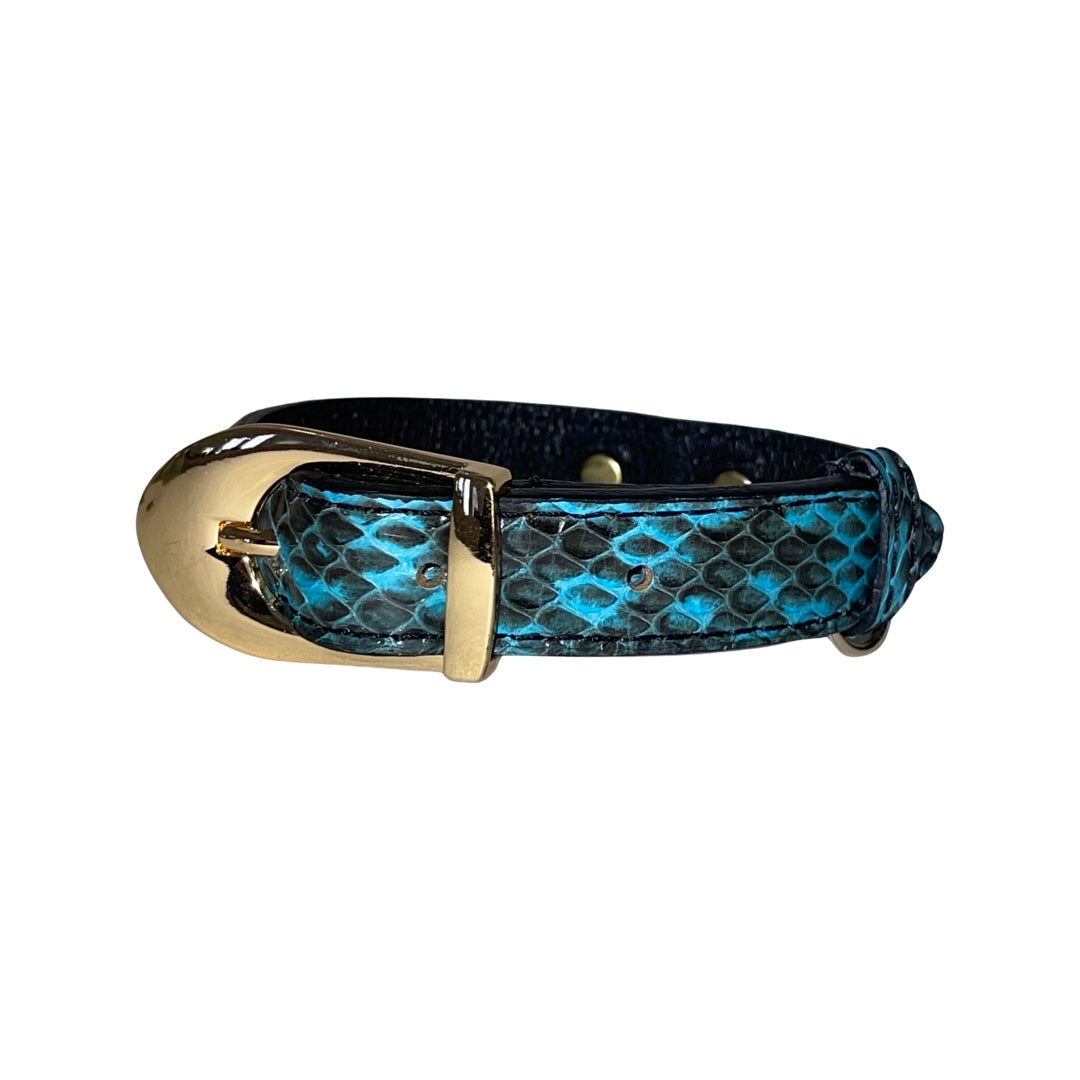 XS/S 7”-14” Turquoise & Black Custom Snake Collar/Custom Gold Italian by Allysa Payne Beverly Hills - main product image for Resin Society