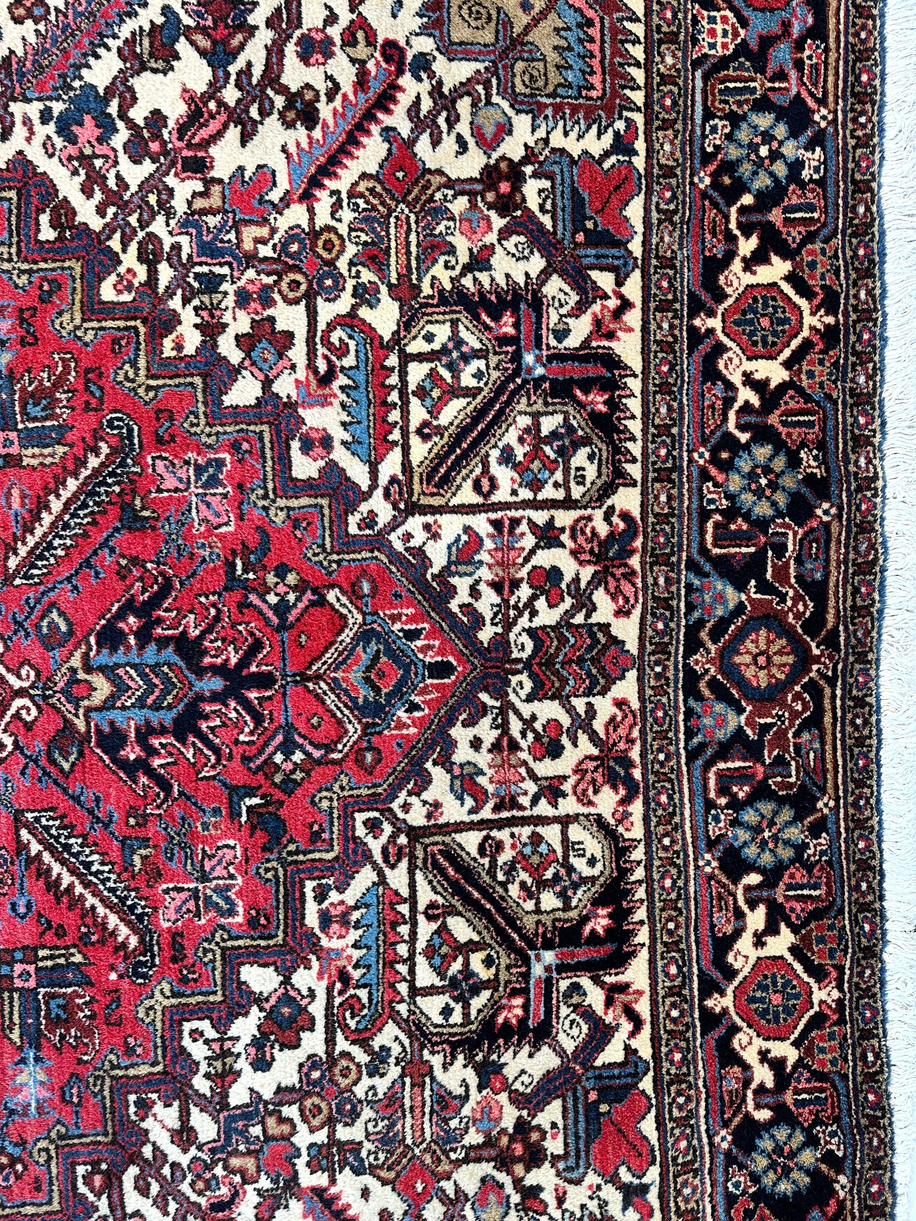 Hand-Knotted Persian Heriz Wool Rug – 9’ x 12’ – Geometric Medallion by Rugistan - product image 12 for Resin Society