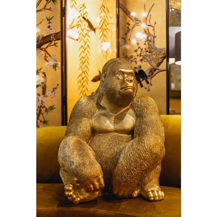 Deco Figurine Monkey Gorilla Side XL Gold 76cm