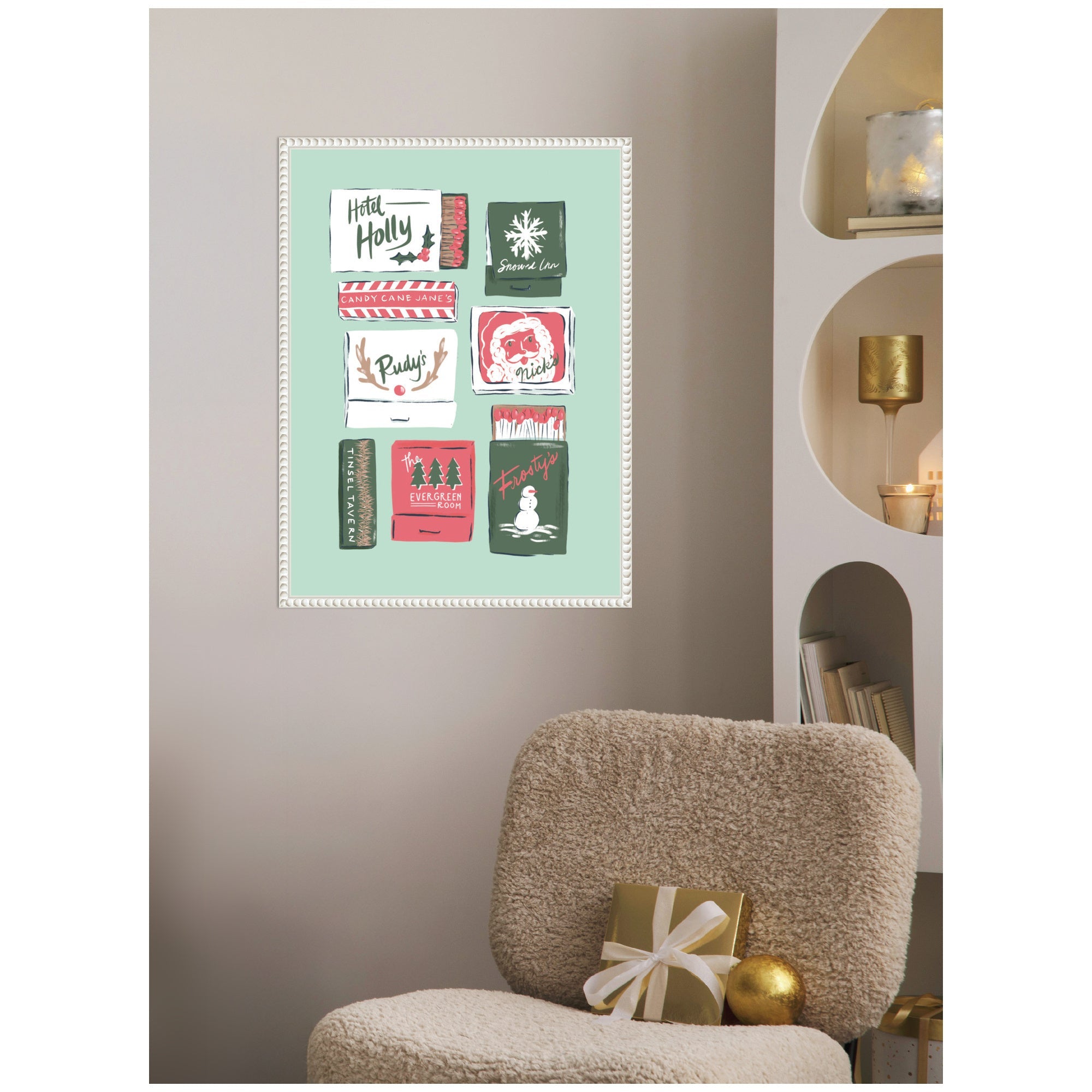 Sylvie Beaded Holiday Matchbooks Framed Canvas by Krissy Mast