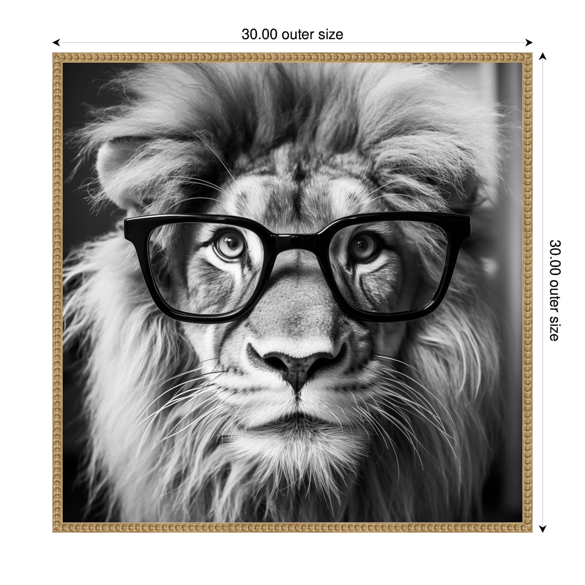 Sylvie Black and White Lion in Reading Glasses Framed Canvas by kateandlaurel - product image 7 for Resin Society