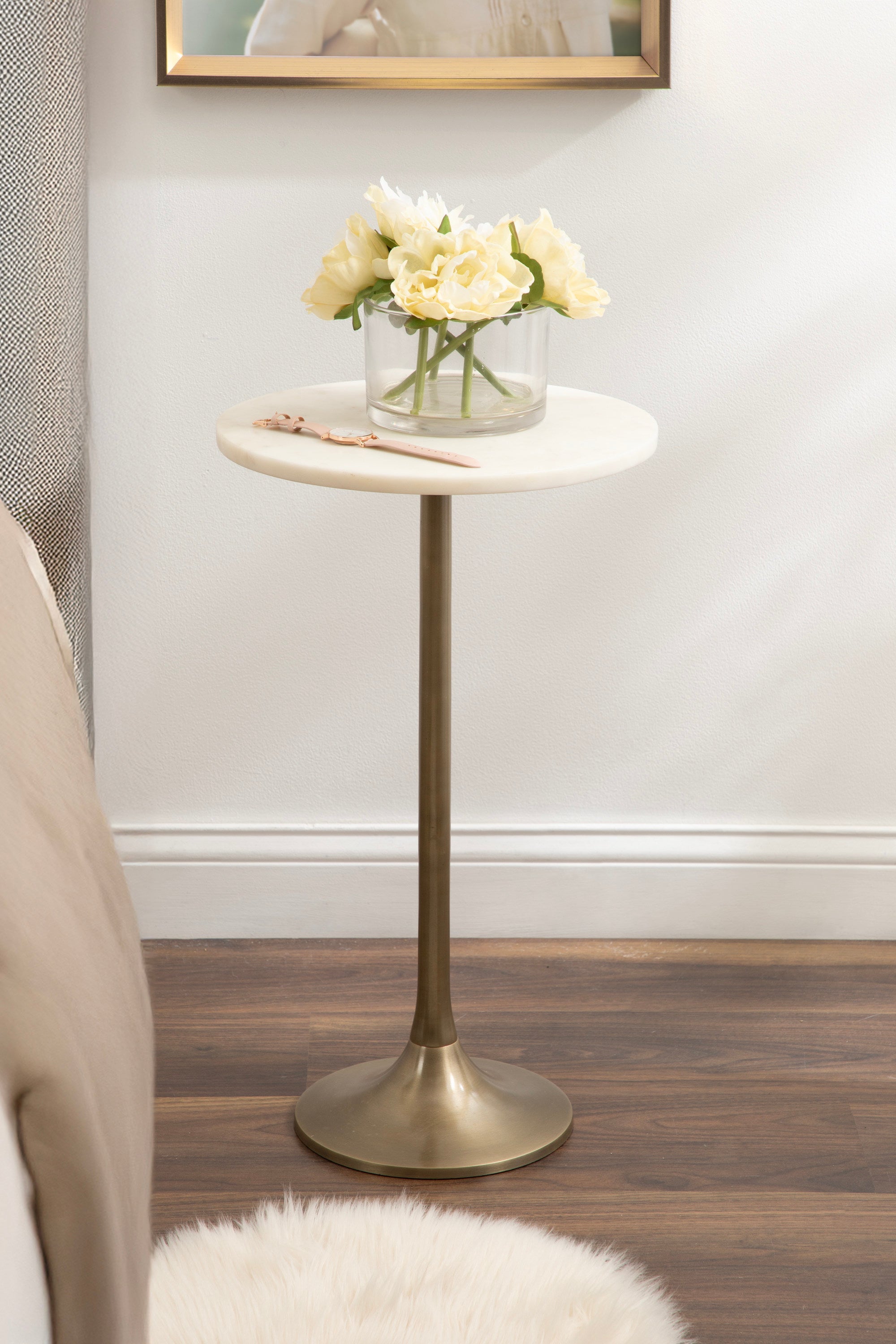 Baronet Round Marble and Metal Table