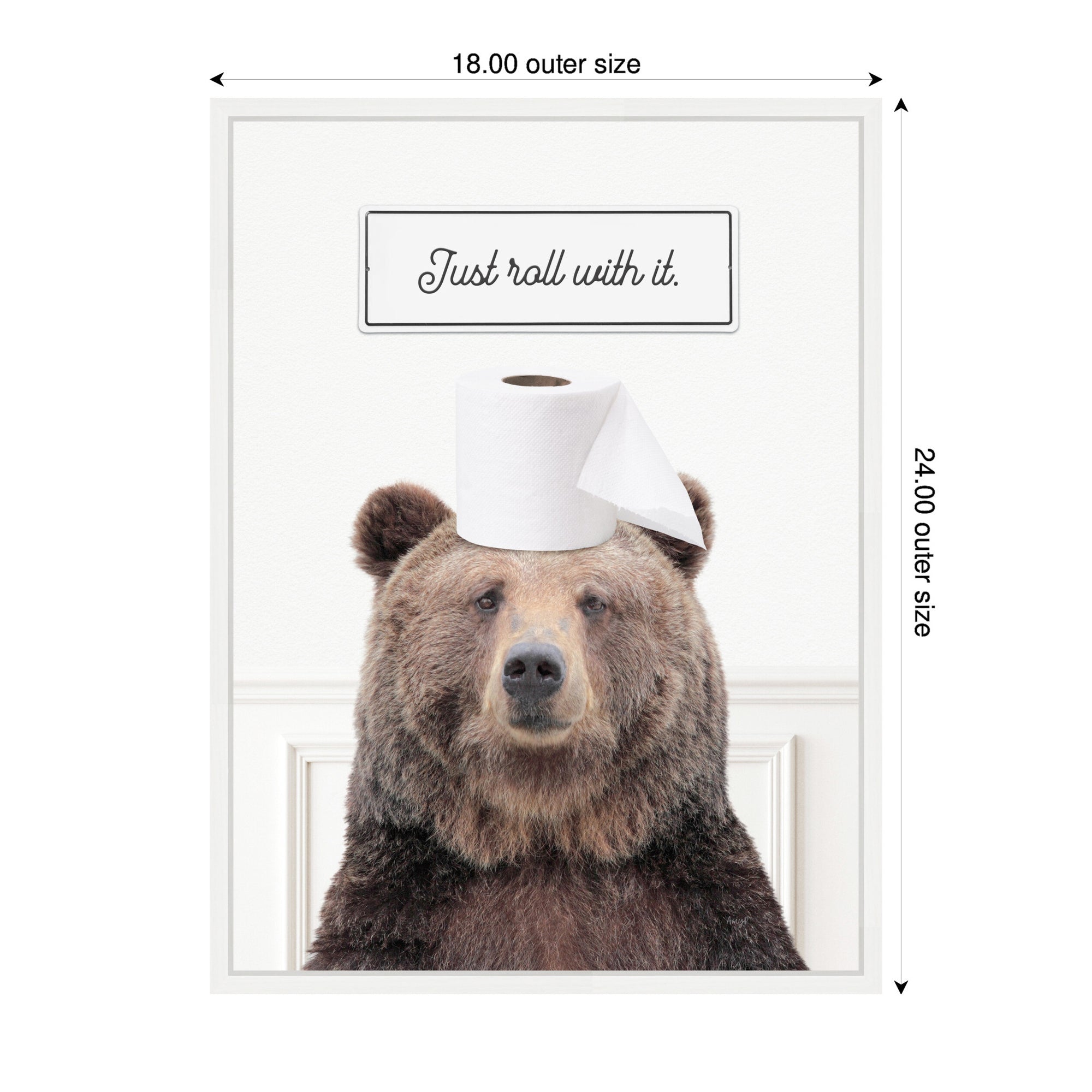 Sylvie Bear Just Roll with It Bathroom Framed Canvas by Amy Peterson