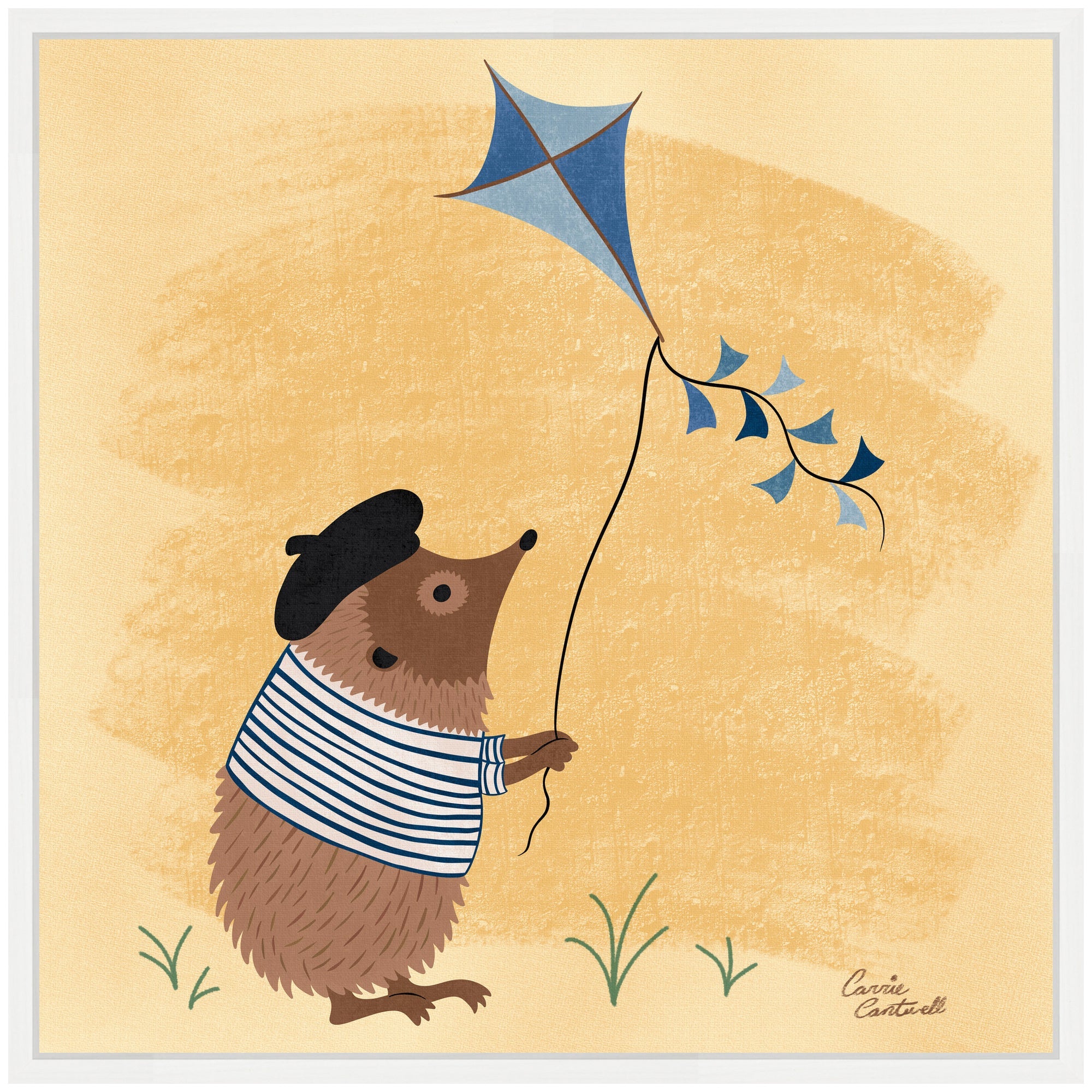 Sylvie French Hedgehog Framed Canvas by Carrie Cantwell