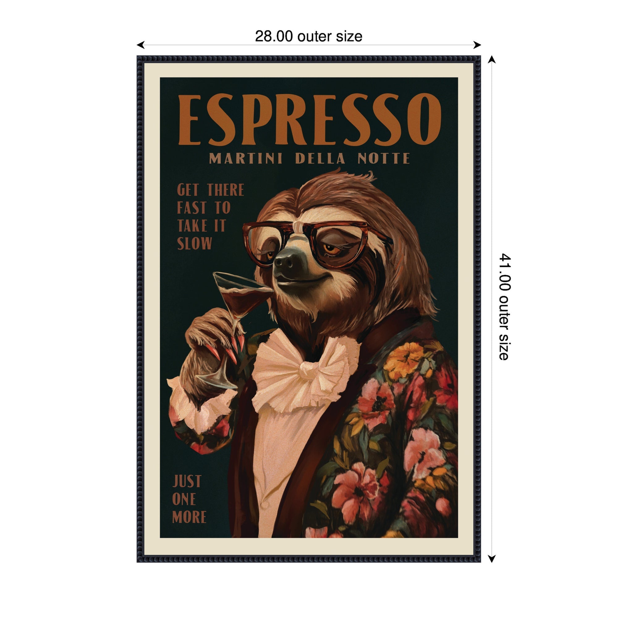 WG Espresso Sloth by The Whiskey Ginger Framed Canvas Wall Art Print