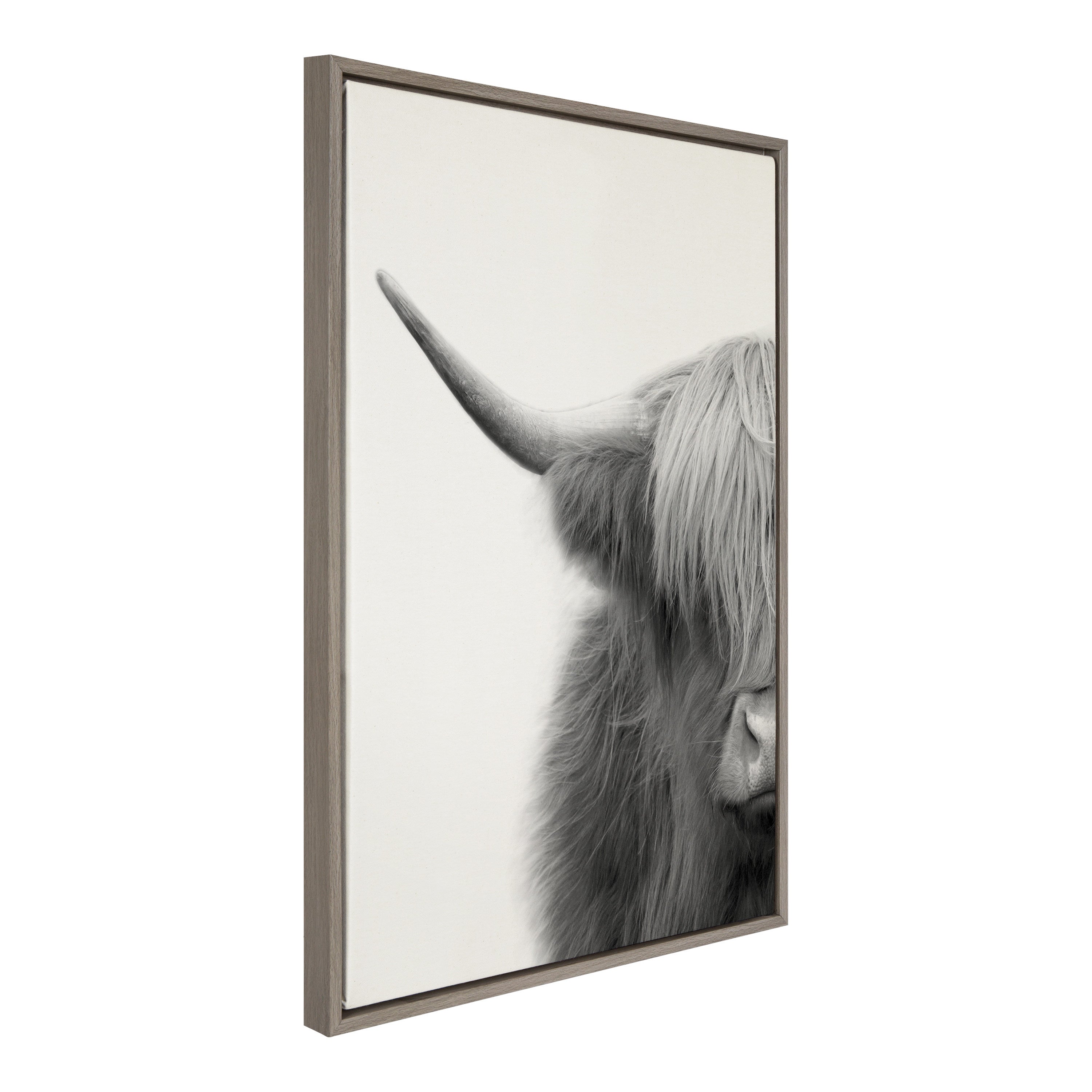 Sylvie Hey Dude Highland Cow Crop Framed Canvas by The Creative Bunch