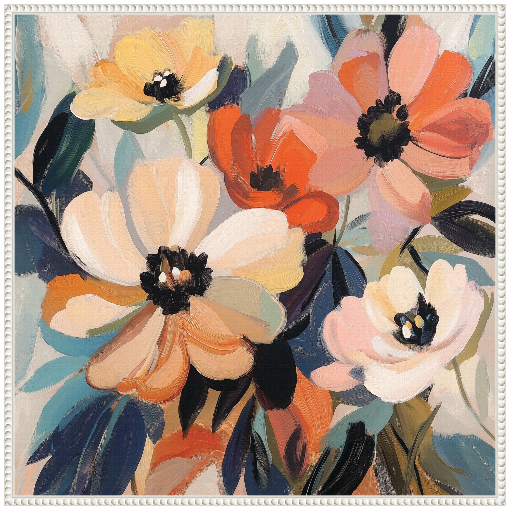 Sylvie Garden Bloom Abstract Bouquet III Framed Canvas by The Creative Bunch Studio