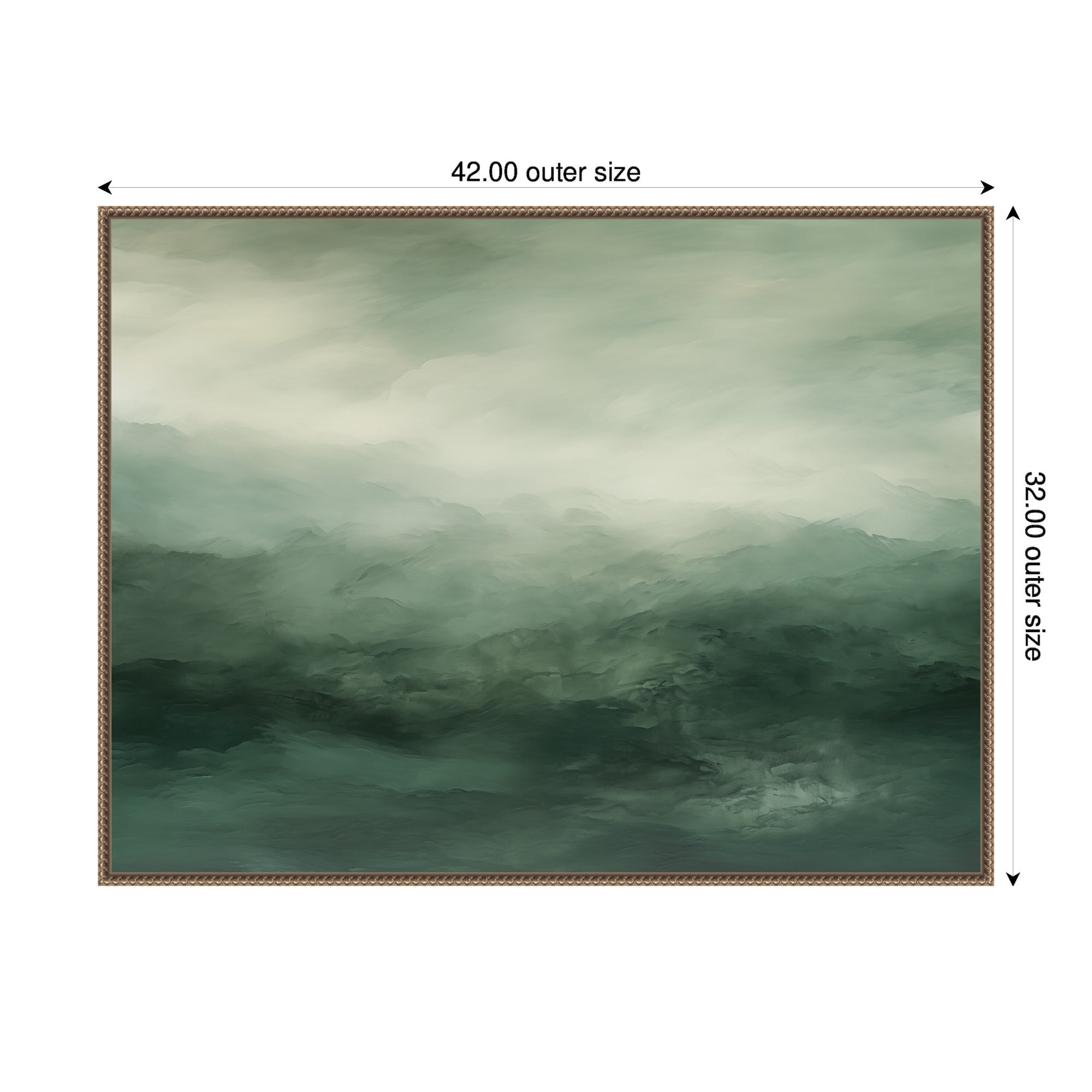 Tonal Abstract Comforting Sage Emerald Forest Green Landscape Horizontal Framed Canvas