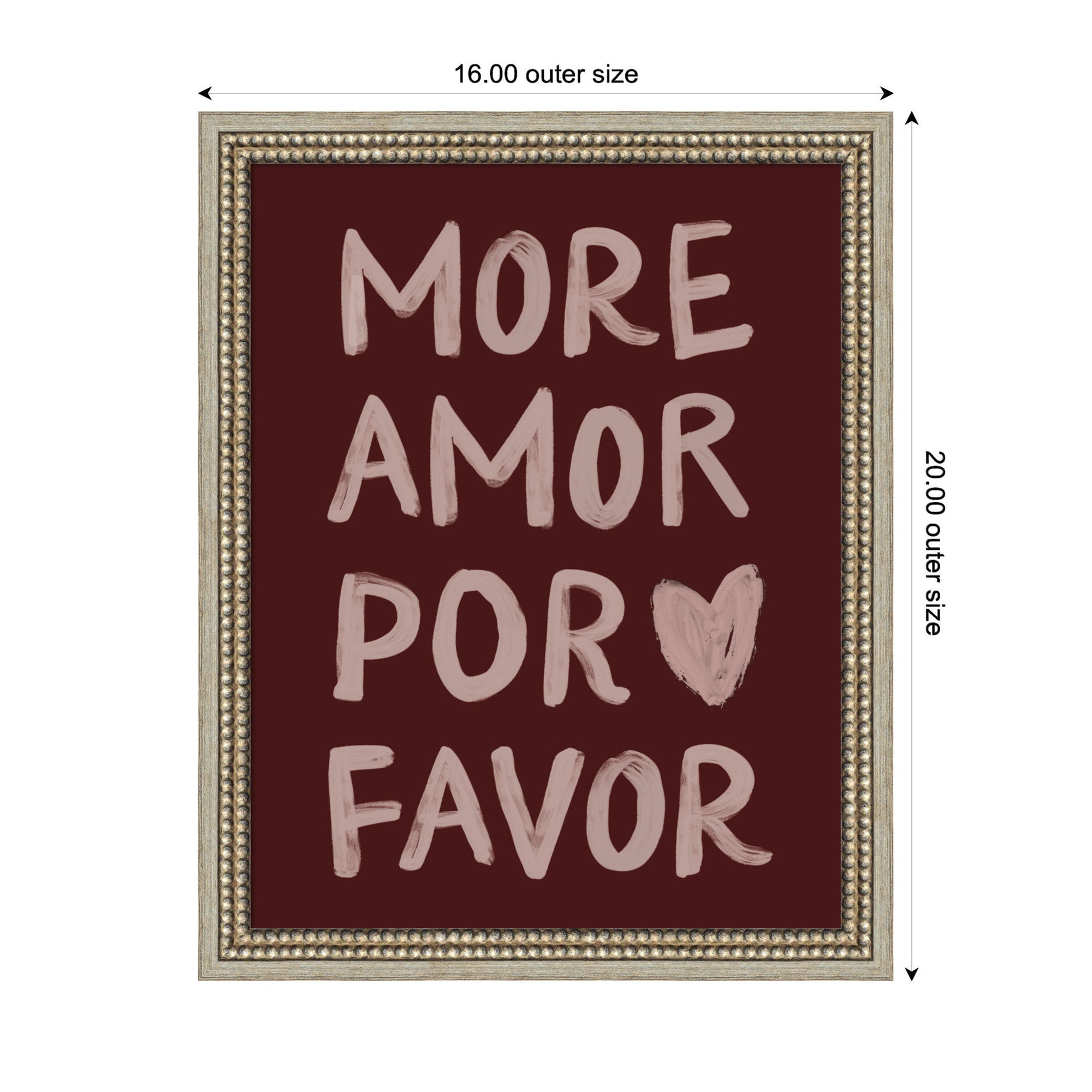 More Amor Por Favor Hand Painted Typography Maroon by Lucky Guava Framed Wall Art Print