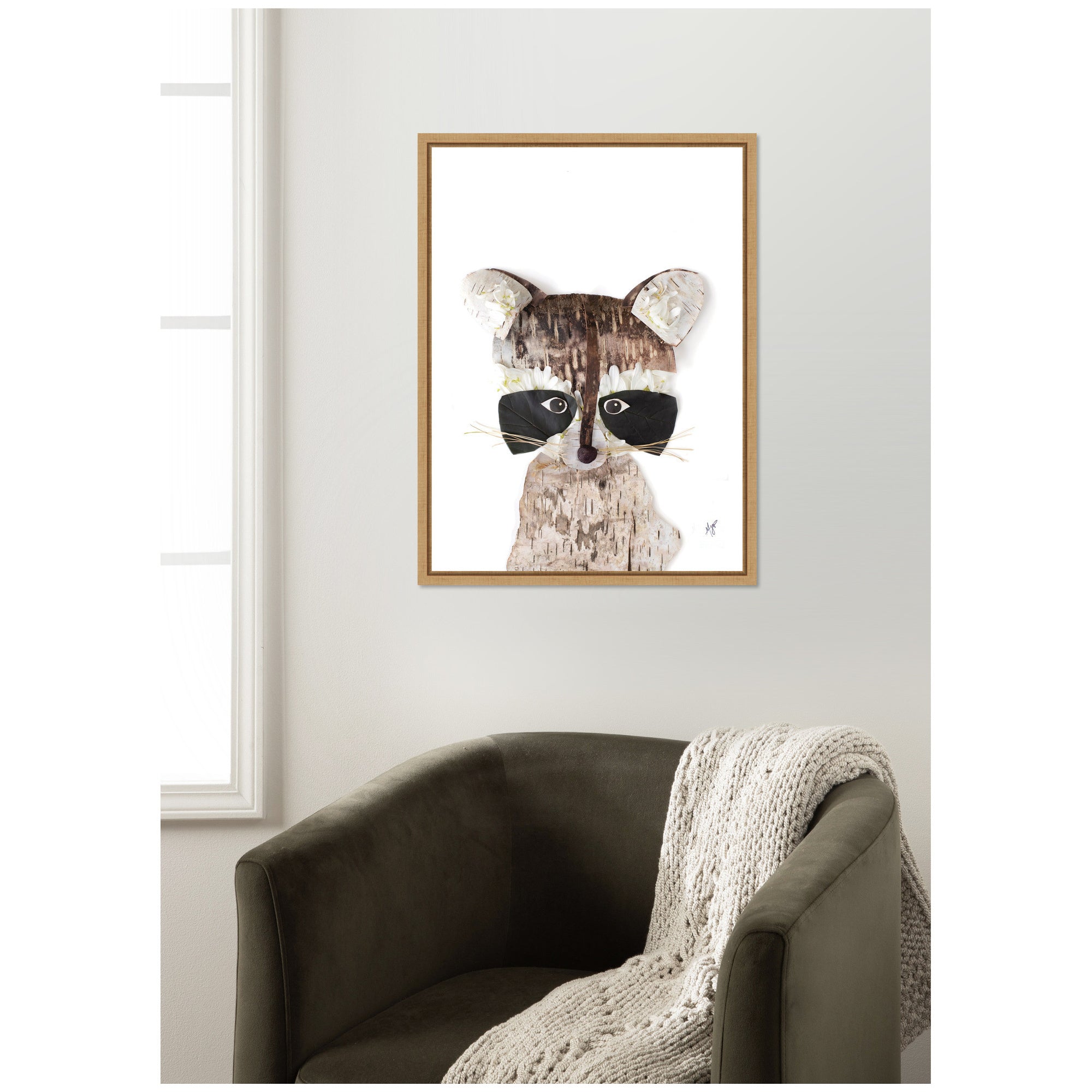 Raccoon by Madeline Jeppesen Framed Canvas Wall Art Print