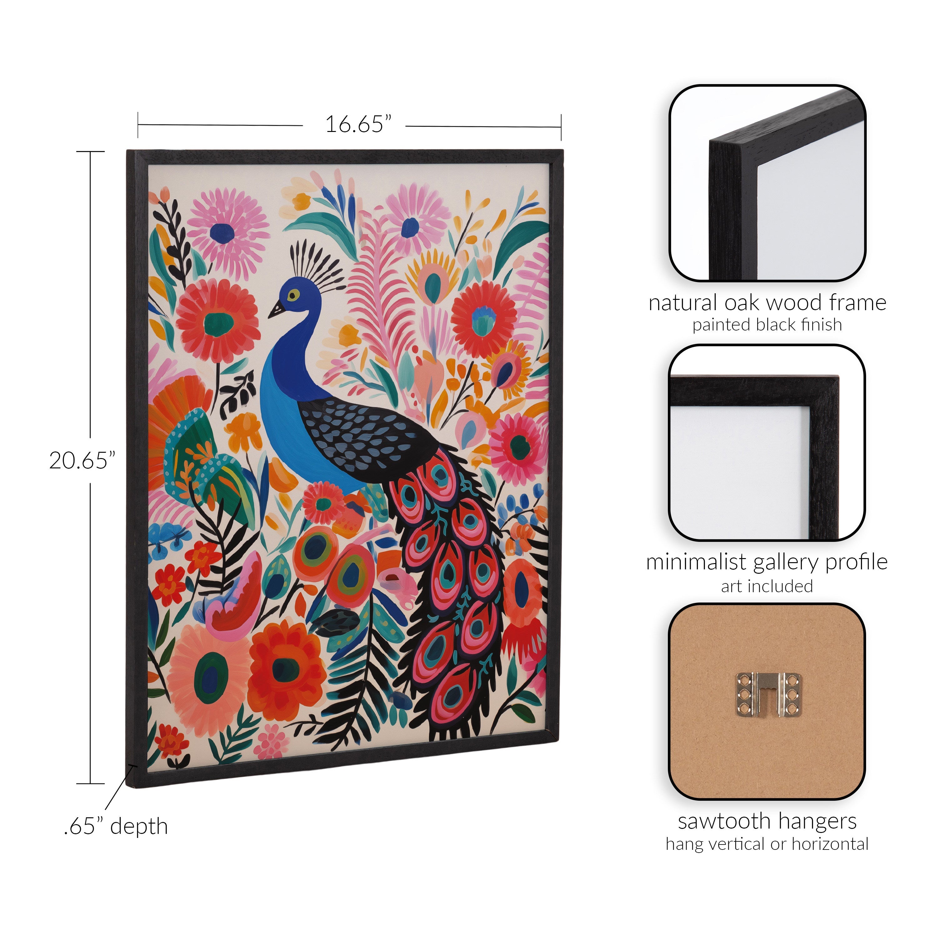 Gallery Bright Colorful Boho Peacock and Botanicals Print by The Creative Bunch Studio