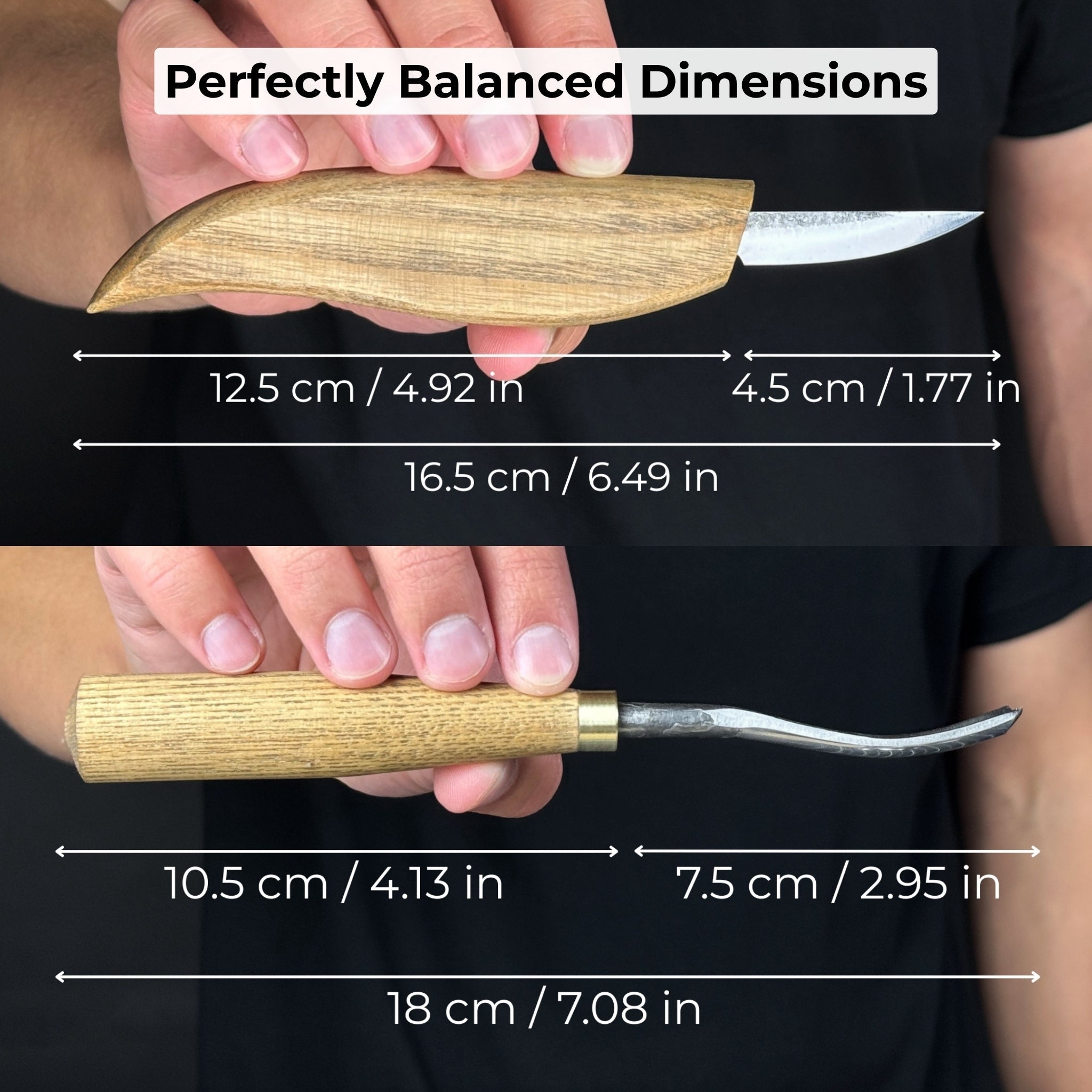2-Piece Wood Carving Set with whittling knife and curved gouge by Sharky Forged Steel Tools
