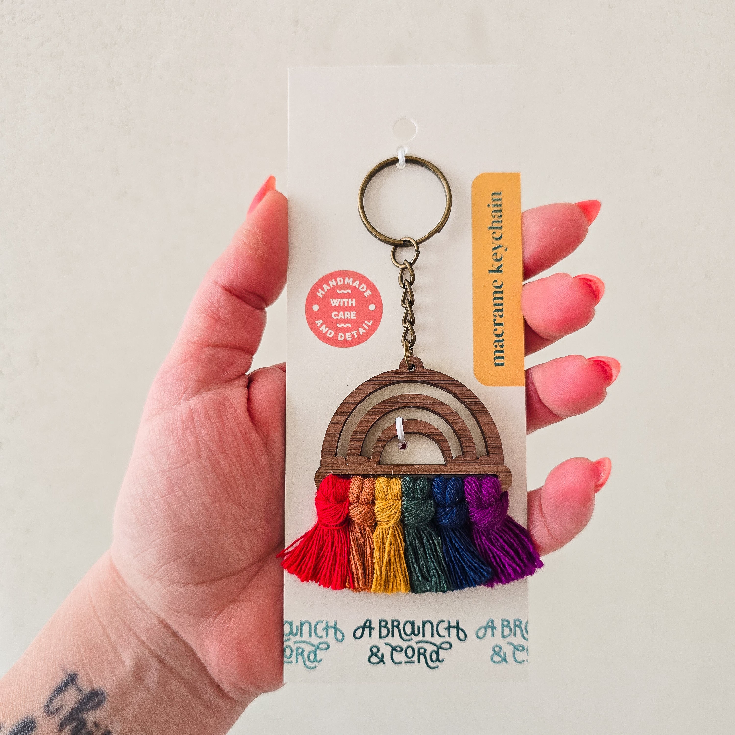 Wood Rainbow Keychain
