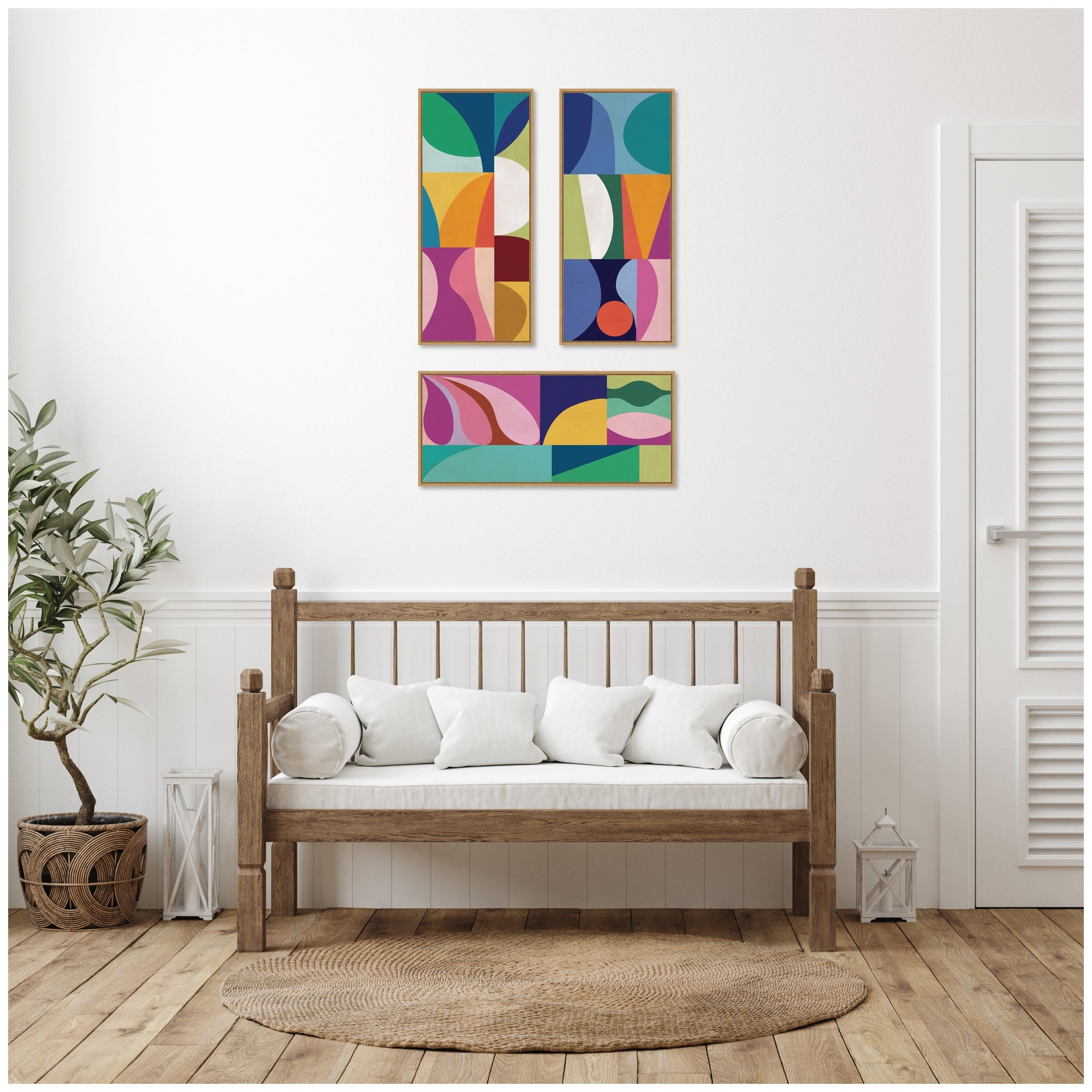 Abstract Panels 3 Piece Framed Canvas Wall Art Set by Rachel Lee