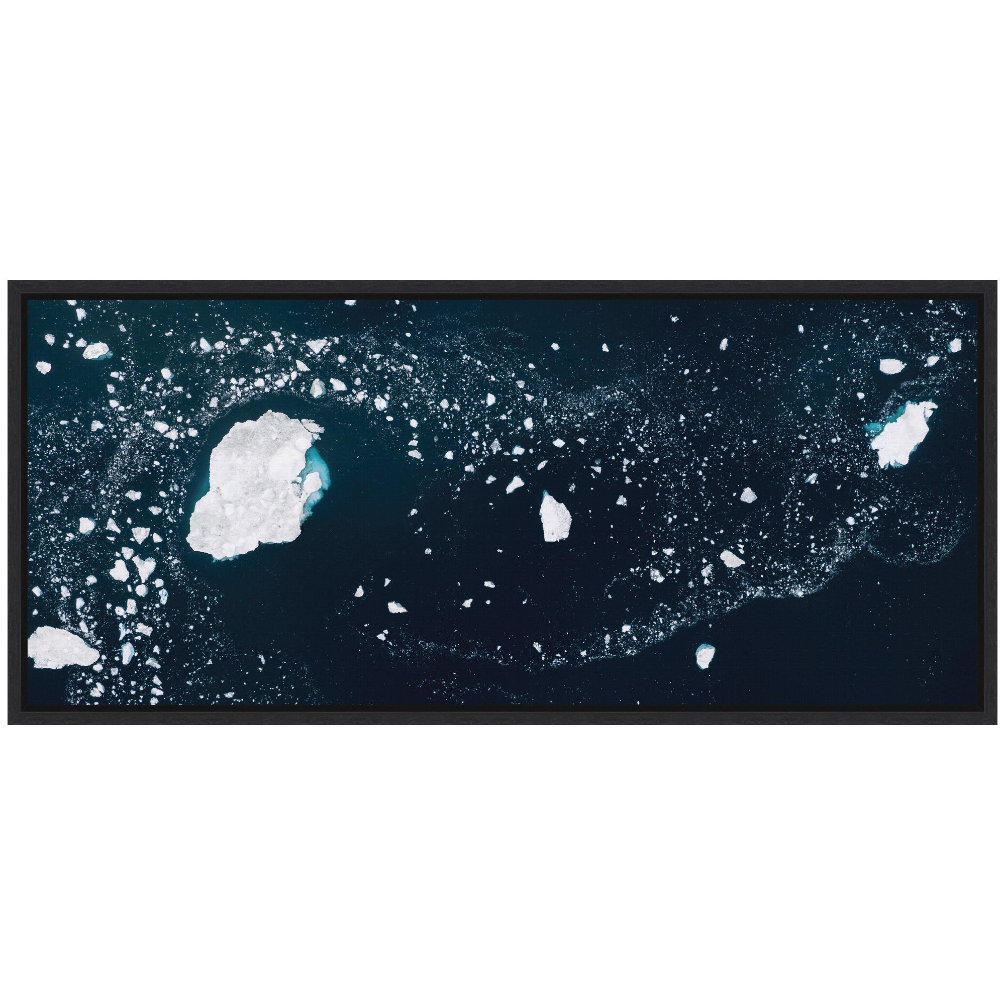 Sylvie Blue and White Iceberg Pattern in Greenland Framed Canvas by Michael Schauer