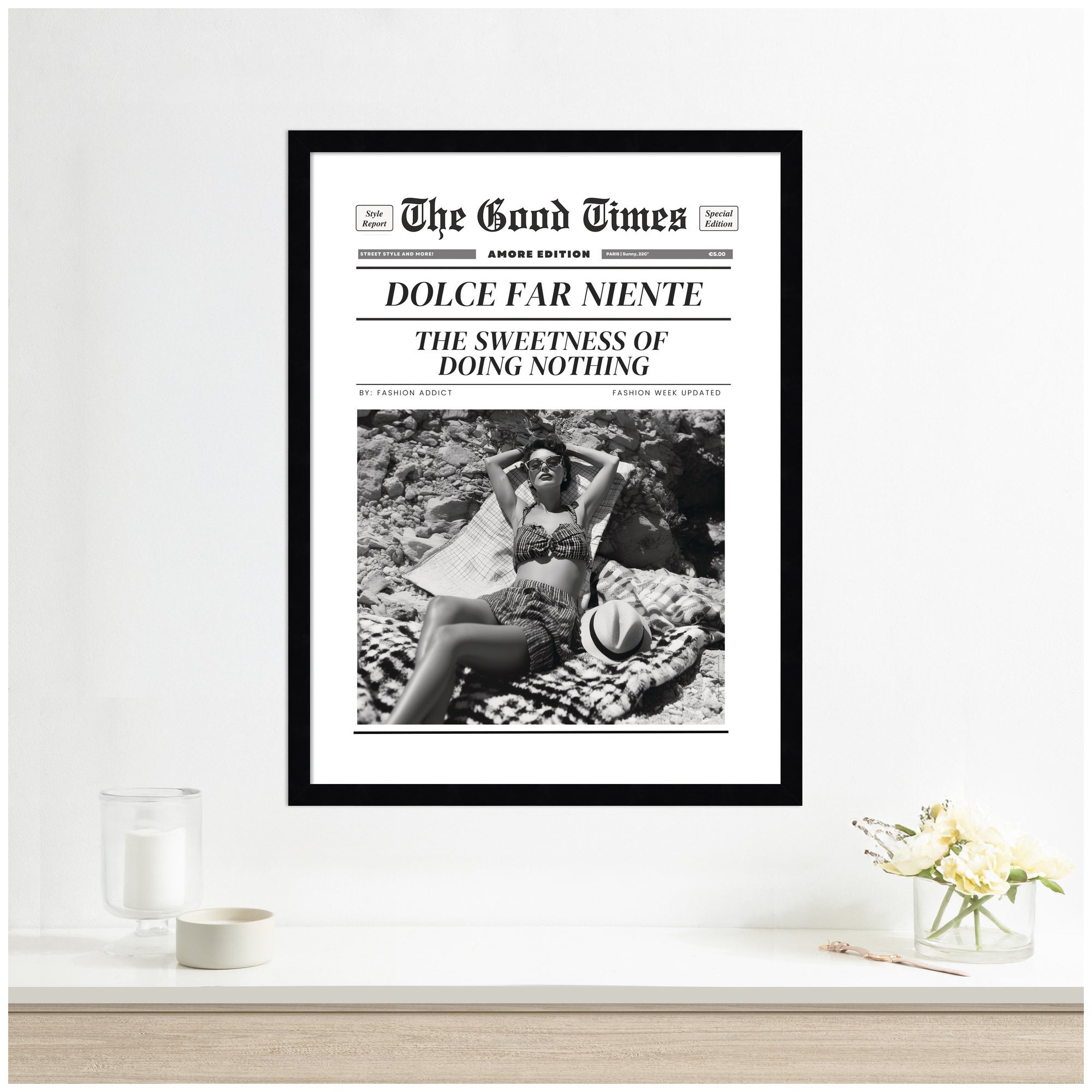 The Good Times Newspaper Dolce Far Niente by Honey Island Studio Framed Wall Art Print