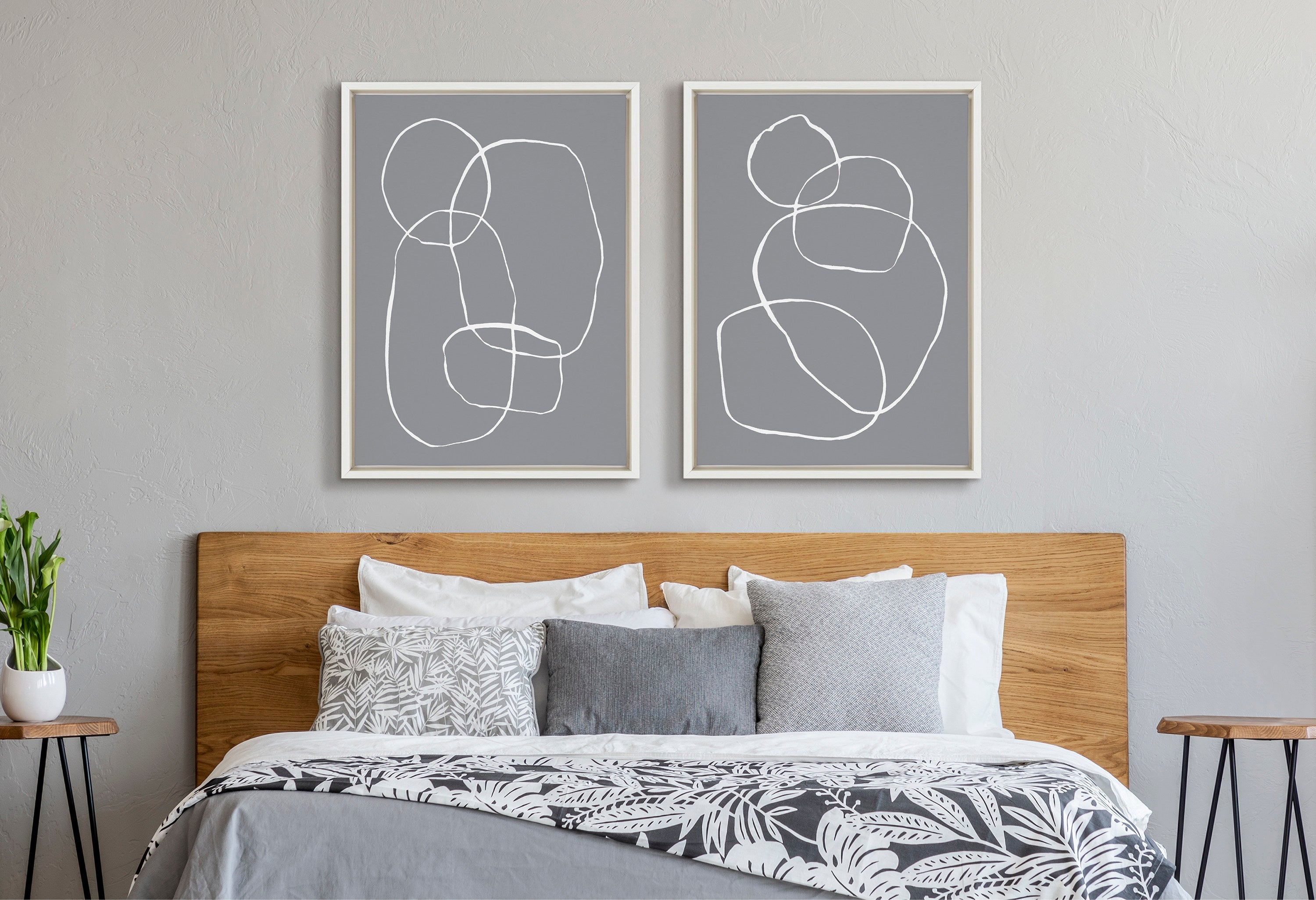 Sylvie Gray Going in Circles Framed Canvas Set