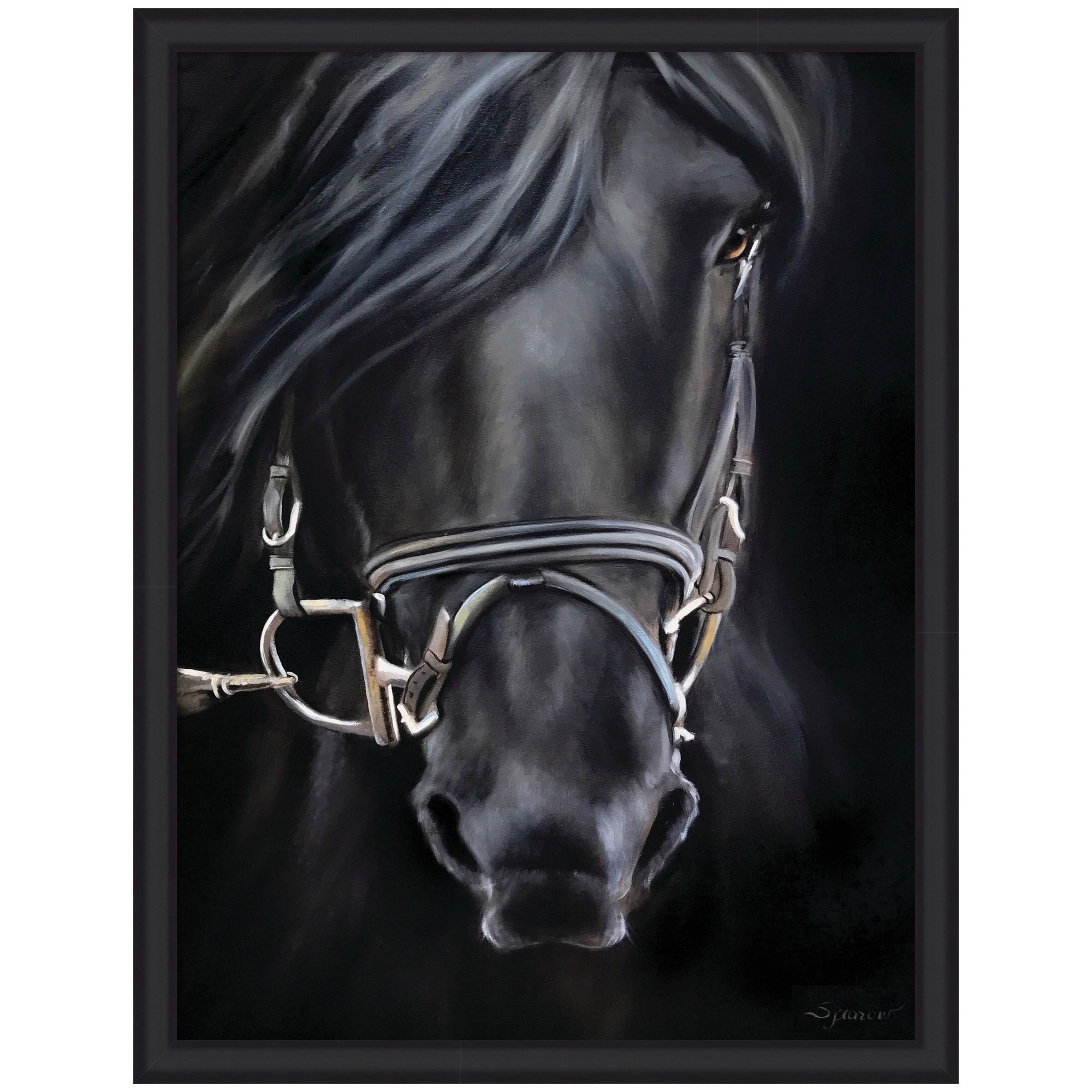 Ebony Splendor by Mary Sparrow framed wall art print featuring rich dark tones and organic shapes in an Oliver Black Narrow frame